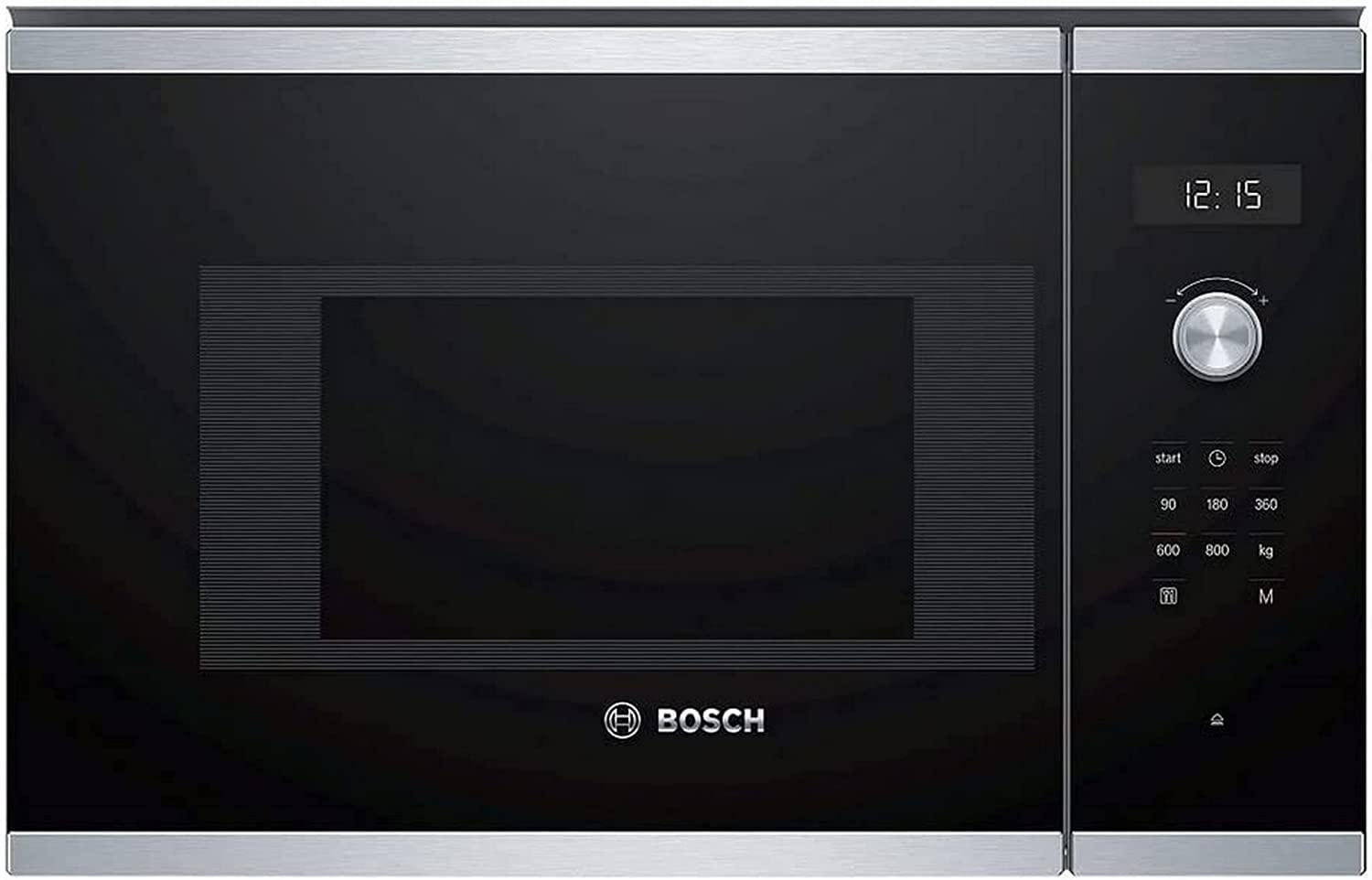 Bosch BFL524MS0 Serie 6 Integreeritav Mikrolaineahi, 38 x 60 cm, 800 W, 25,5 cm pöördalus, vasakpoolne ukseava, AutoPilot 7 automaatprogrammid, puhastustoetus, LED-puuteekraan, roostevaba teras