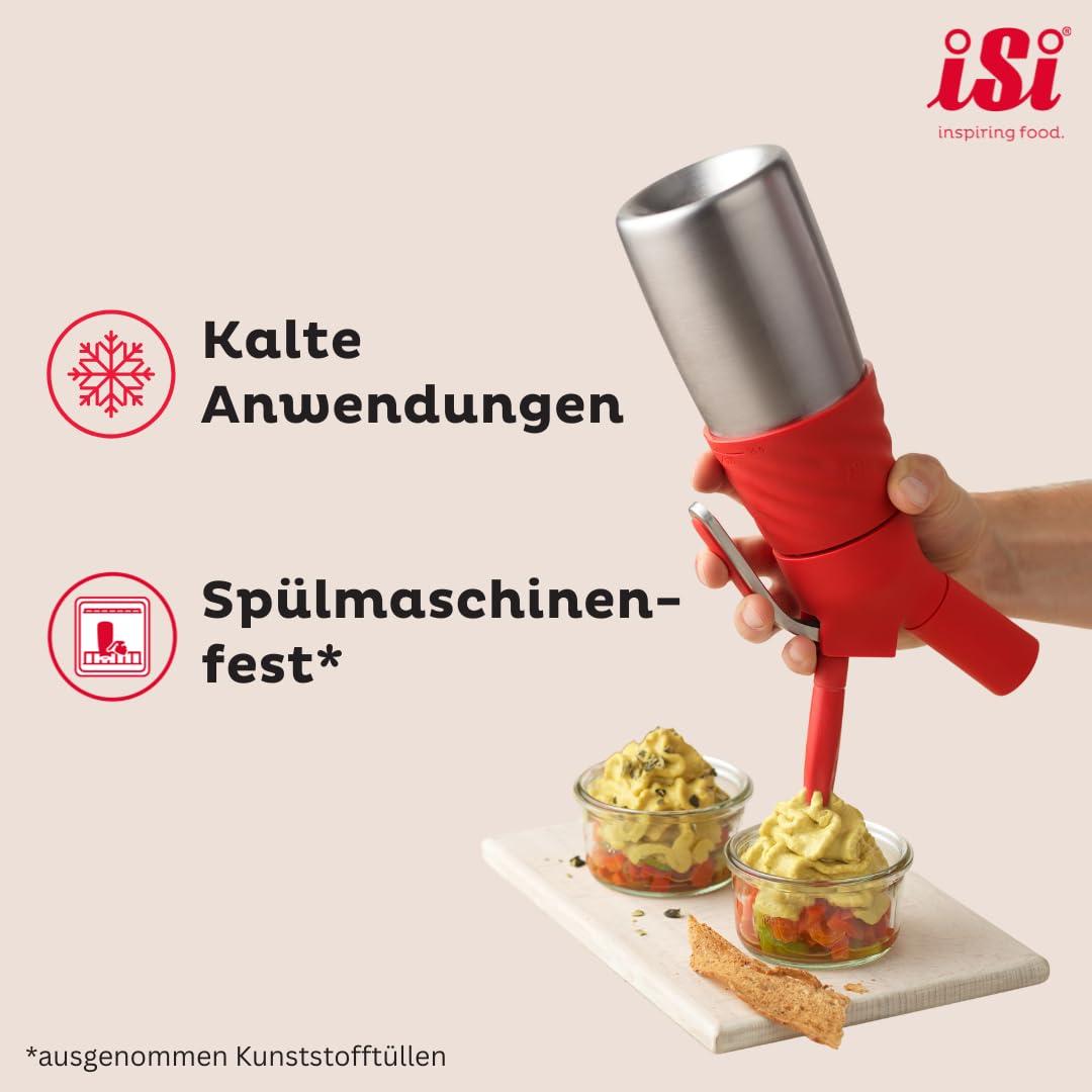 iSi Creative Whip Premium vahukoore sifoon 250ml, elevandiluuvalge, roostevabast terasest, sisaldab 3 roostevabast terasest otsikut & 2 iSi vahukoorekapslit, iSi vahukoore dosaator magustoitudele ja soolastele roogadele, nõudepesumasinas pestav – pilt 6
