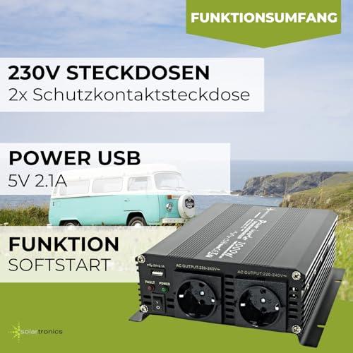 Solartronics pingemuundur NM1000 12V 1000W MUST – 2000W tipvõimsus – Muundur 12V-230V – Ühildub plii- ja AGM-akudega – Schuko & USB ühendus – lisavaade