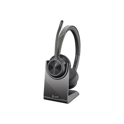 Poly – juhtmevaba Voyager 4320 UC-peakomplekt laadimisjaamaga (Plantronics) – kõrvaklapid mikrofoniga – USB-A-Bluetooth-adapter – Teamsi (sertifitseeritud)