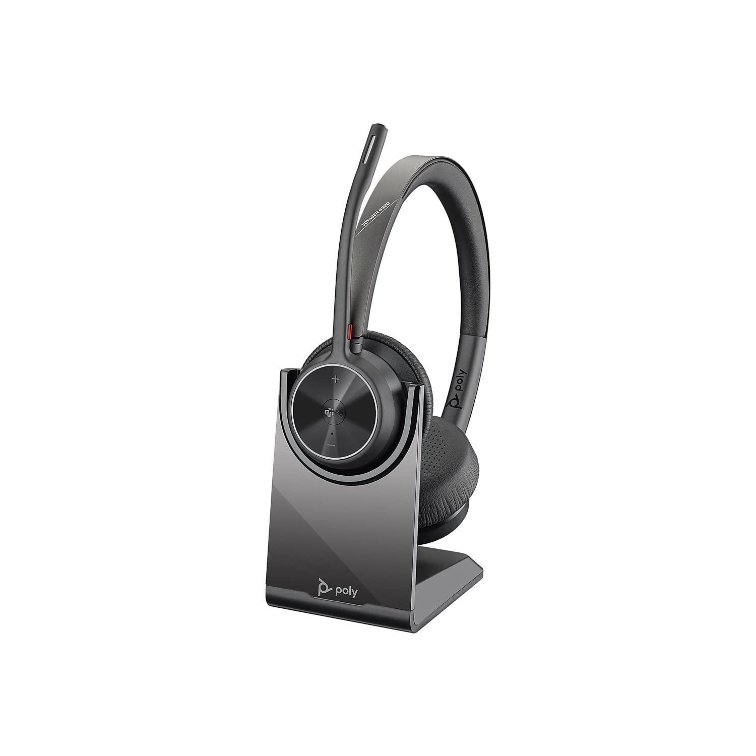 Poly – juhtmevaba Voyager 4320 UC-peakomplekt laadimisjaamaga (Plantronics) – kõrvaklapid mikrofoniga – USB-A-Bluetooth-adapter – Teamsi (sertifitseeritud)
