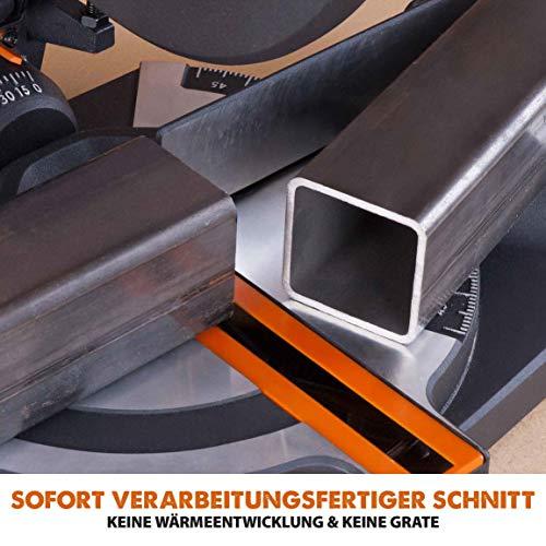 Evolution nurksaag R210CMS | 1200 W nurksaag | Komplektis Ø 210 mm HM-saeketas | Lõikab puitu, alumiiniumi, terast, plastikut | 0°- 45° kalde- ja 45°-45° nurklõiked | Kappsäge – pilt 13
