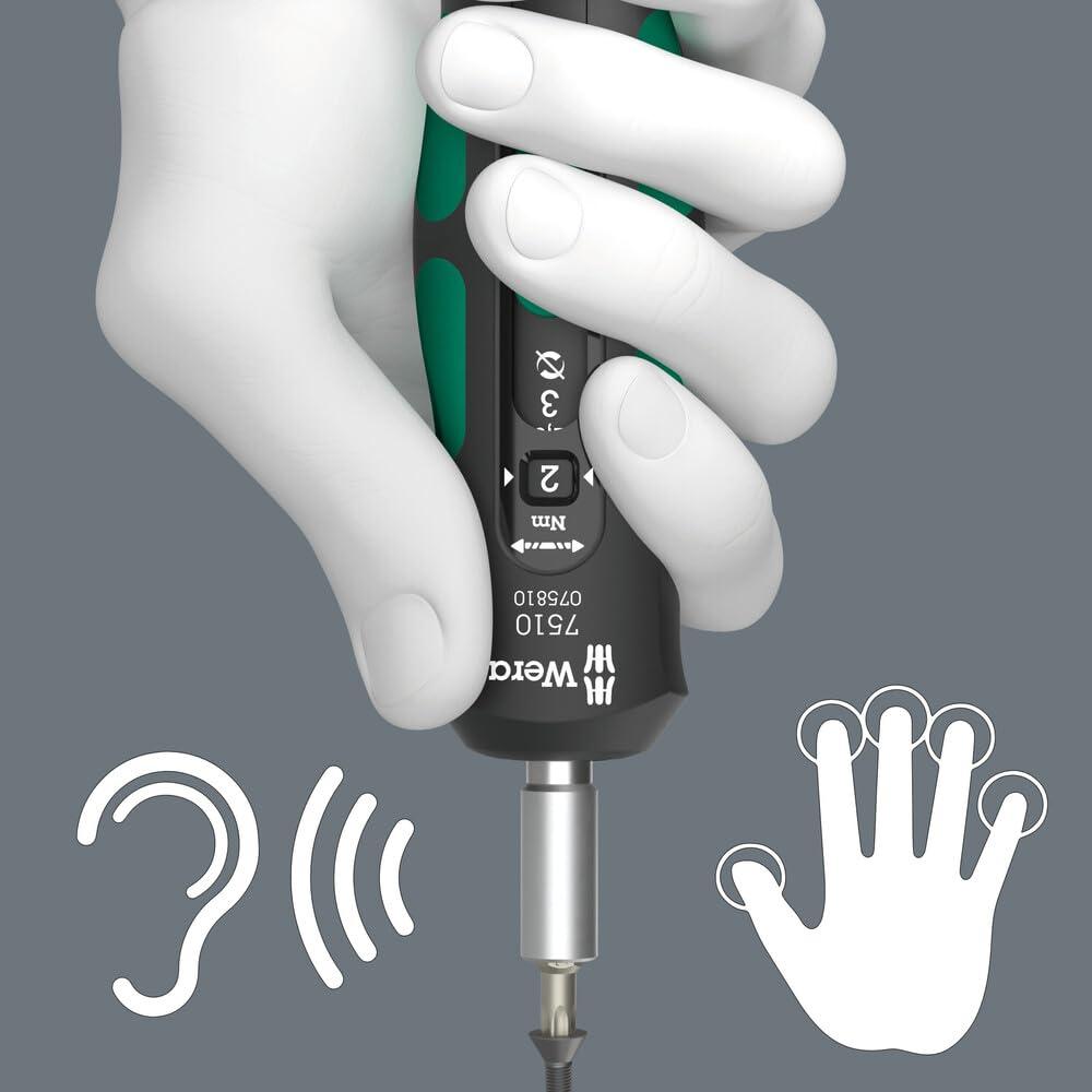 Wera 05075810001 7510 Kraftform Safe-Torque Speed Momentvõtmega kruvikeeraja, 1-3 Nm, 1/4″ x 1,0 Nm x 1,5 Nm x 2,0 Nm x 2,5 Nm x 3,0 Nm x 147,5 mm – lisavaade