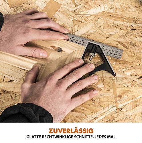 Evolution nurksaag R210CMS | 1200 W nurksaag | Komplektis Ø 210 mm HM-saeketas | Lõikab puitu, alumiiniumi, terast, plastikut | 0°- 45° kalde- ja 45°-45° nurklõiked | Kappsäge – pilt 14