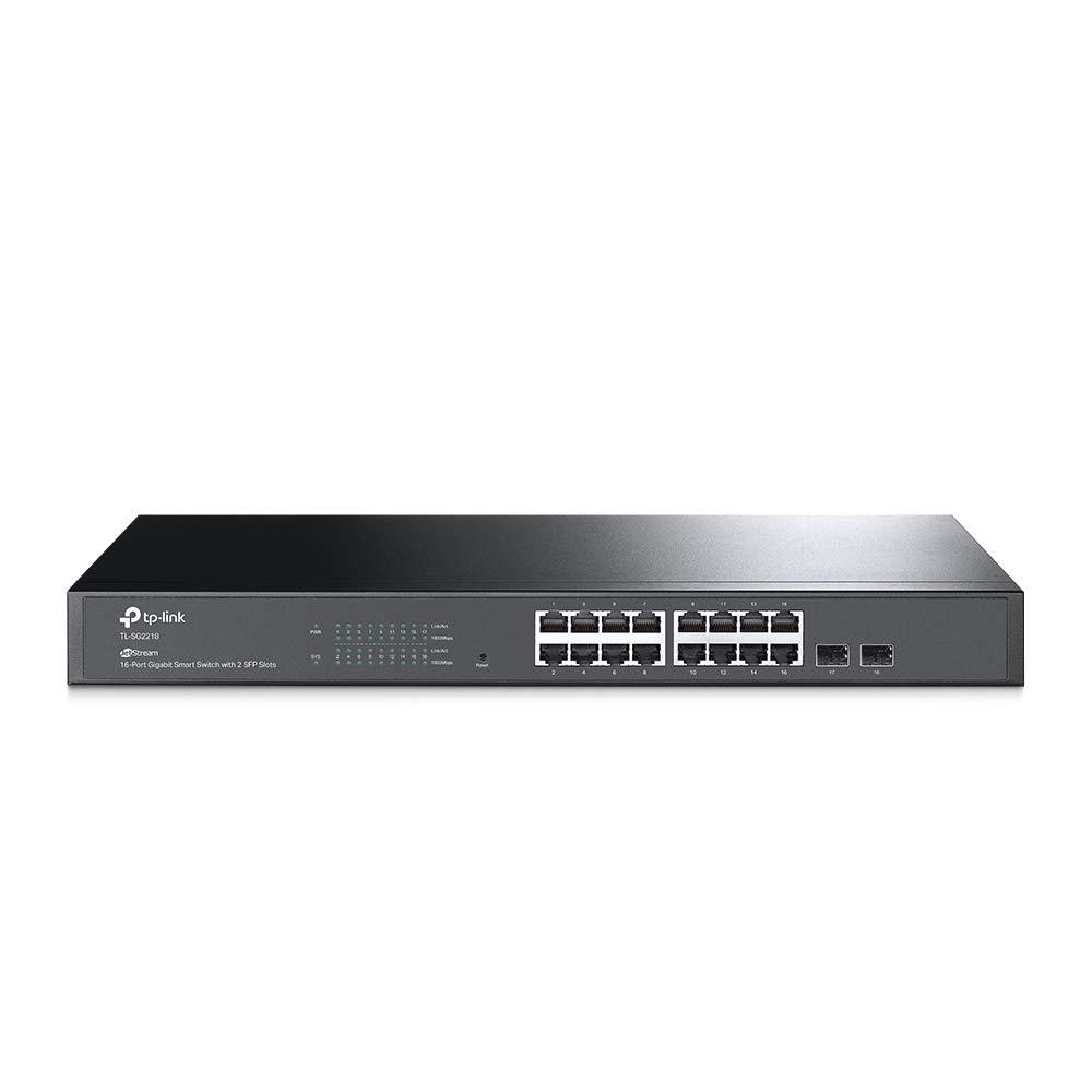 TP-Link TL-SG2218 16-pordiga Gigabit hallatav võrgulüliti 2 SFP-pesaga (19-tolline rack-paigaldus, tsentraalne pilvehaldus, Omada-SDN, IPv6, QoS, IGMP, LAN) must, ärivõrk