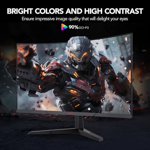 KOORUI 27-tolline mängumonitor, 1800R kumer ekraan, 2560×1440 (QHD), 144 Hz, 1 ms, DCI-P3 85%, üliõhuke raam, kallutatav, HDMI/DP tugi – lisavaade