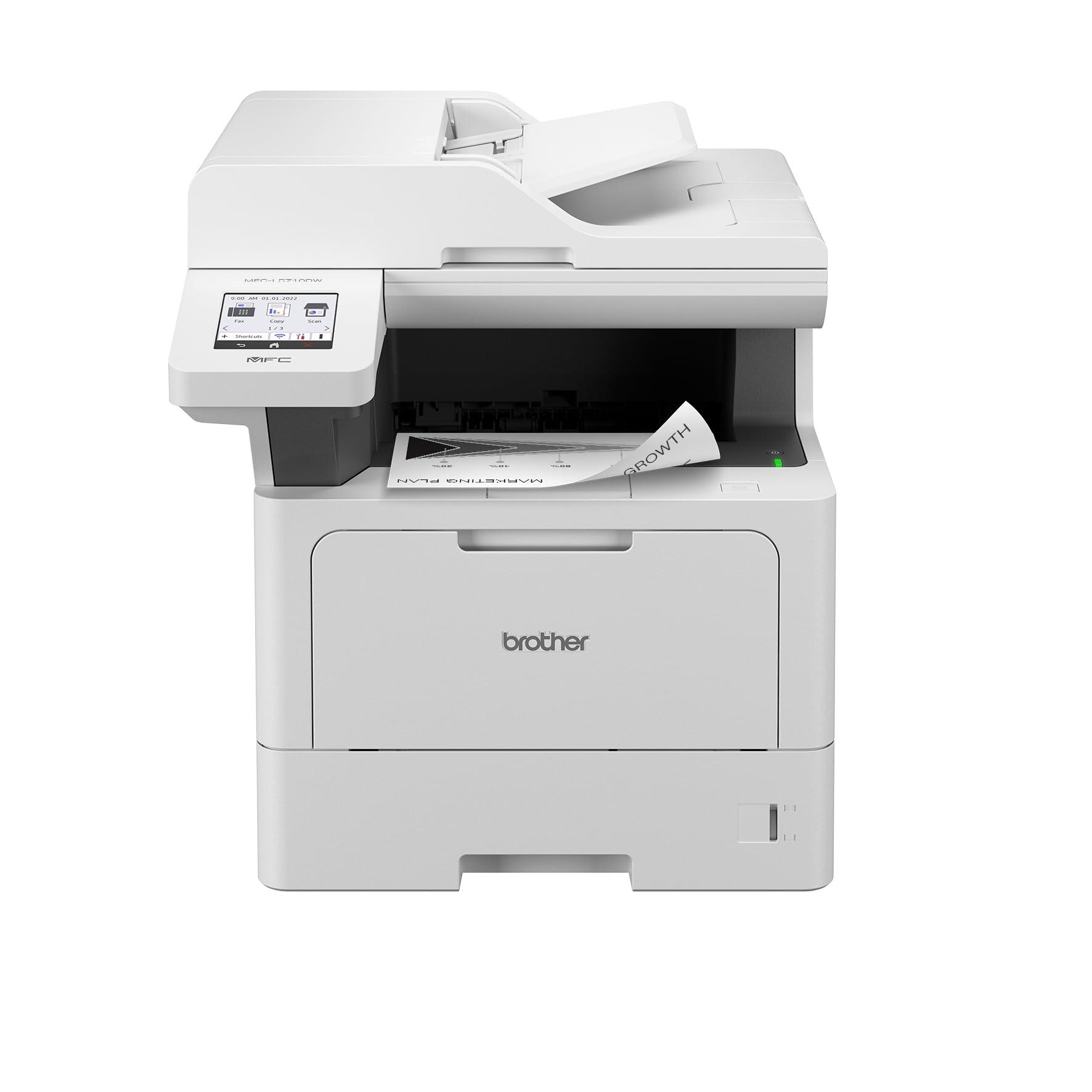 Brother MFC-L5710DW 4-ühes multifunktsionaalne printer must-valge (A4, 48 lk/min, 1200×1200 DPI, LAN, WLAN, Duplex-ADF, 250-leheline paberikassett) valge/hall