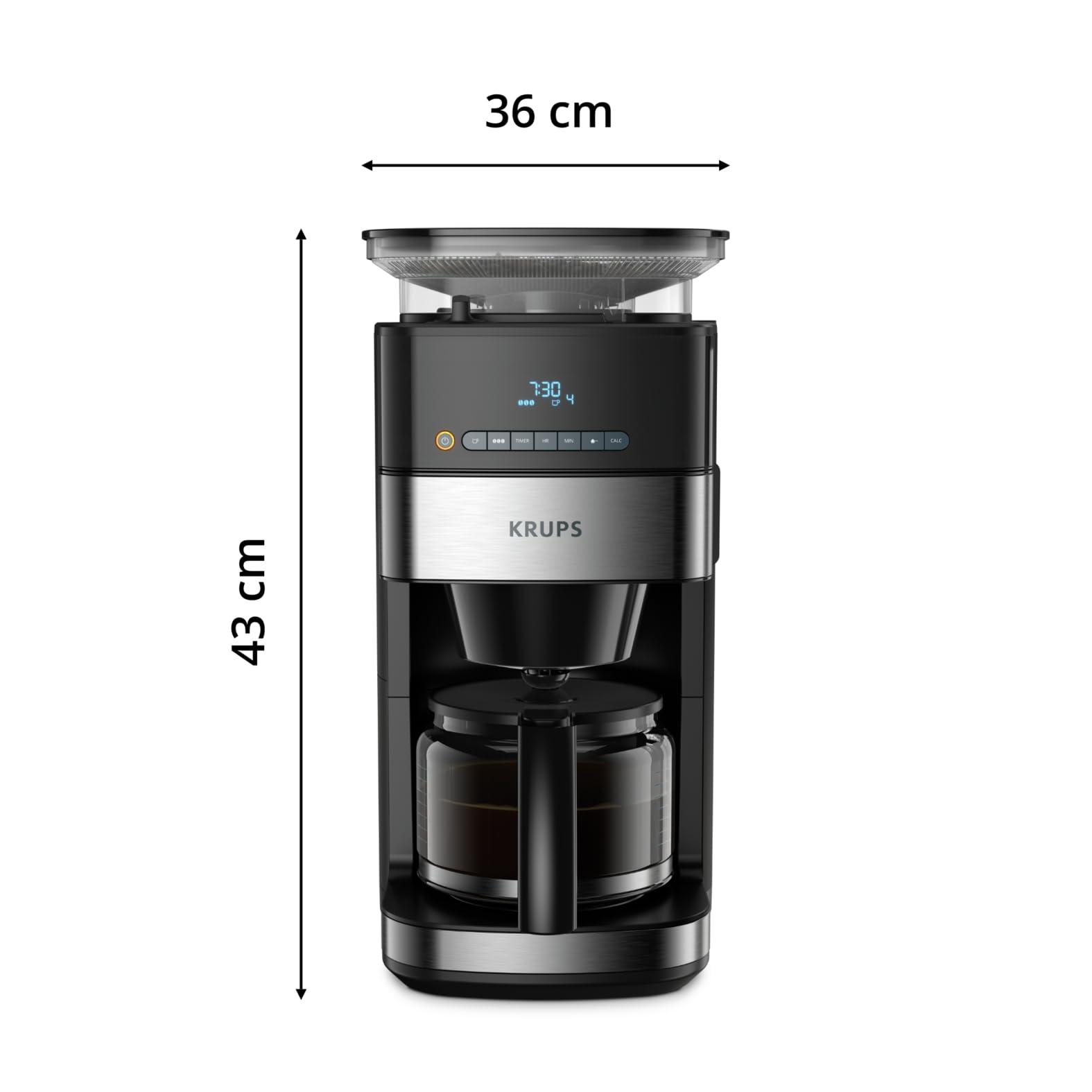 Krups KM8328 Grind Aroma kohvimasin integreeritud veski ja 24-tunnise taimeriga | 180 g oamahuti | 1,25 L mahutavus kuni 15 tassile | Automaatne väljalülitus | 3 jahvatusastet | Must – pilt 7