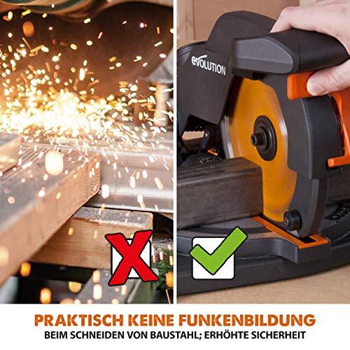 Evolution nurksaag R210CMS | 1200 W nurksaag | Komplektis Ø 210 mm HM-saeketas | Lõikab puitu, alumiiniumi, terast, plastikut | 0°- 45° kalde- ja 45°-45° nurklõiked | Kappsäge – pilt 12