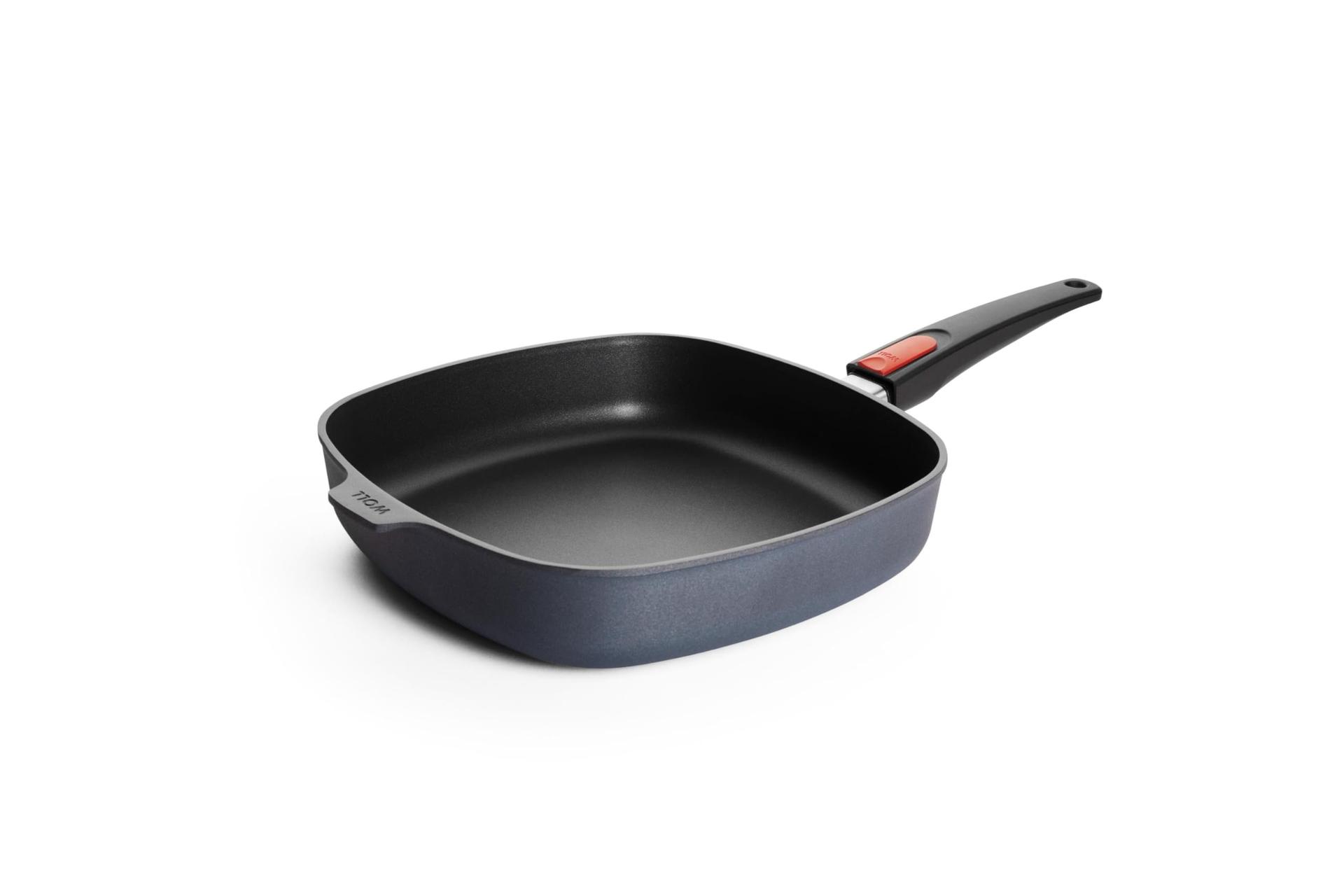 Woll Diamond Lite Nelinurkne Pann – Induktsiooniga – 28×28 cm, 6 cm kõrge, eemaldatava käepidemega – Sobib kõikidele pliiditüüpidele, alumiiniumist, ahjukindel, antratsiit