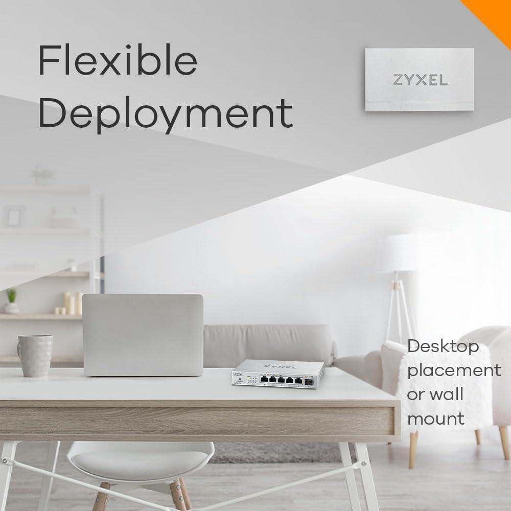 Zyxel 5-pordiline PoE 2.5G Multi-Gig hallatamatu switch | 1 x 10G SFP+ | Laua- või seinakinnitusega [XMG-105HP] – pilt 8
