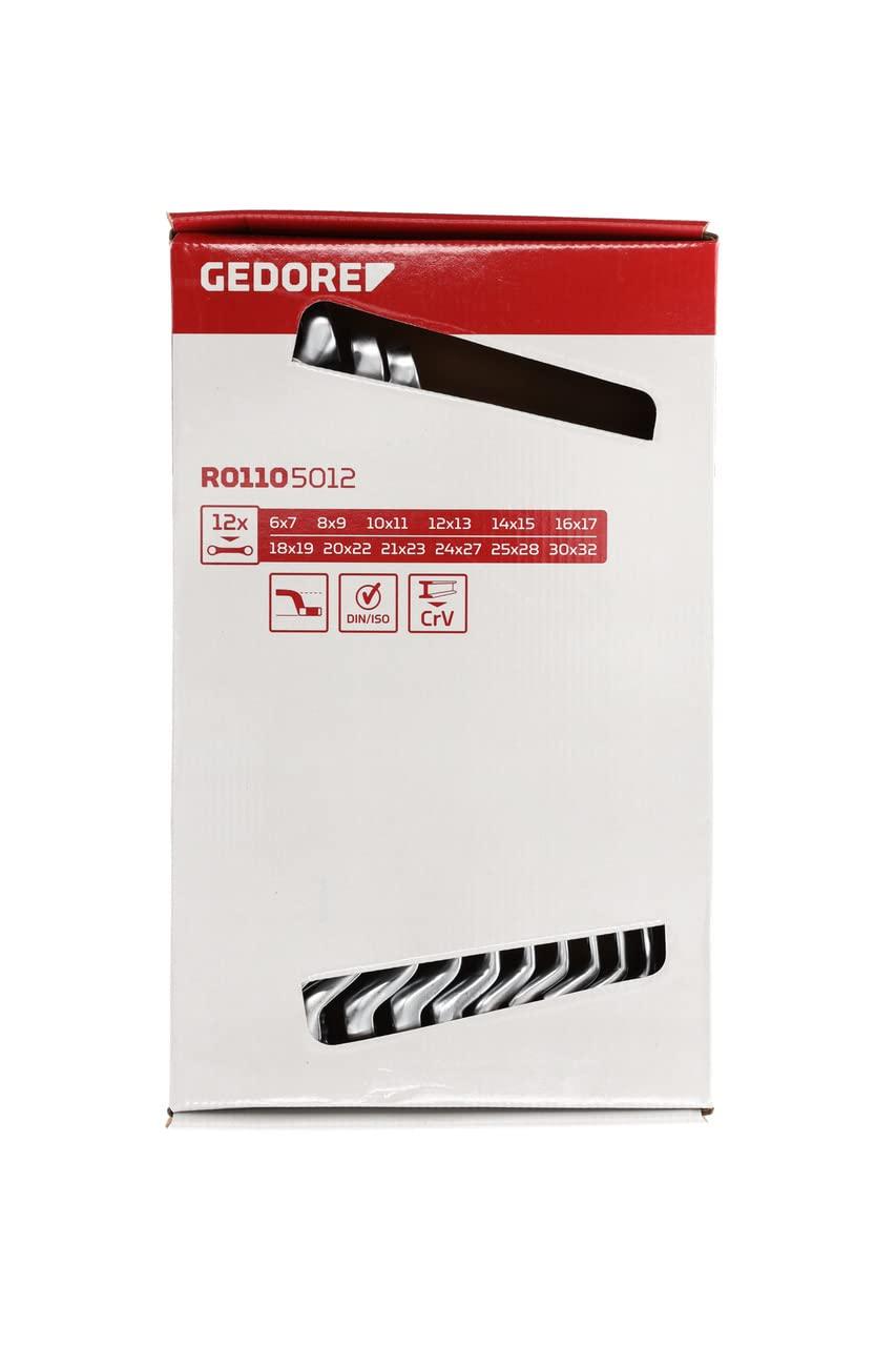 GEDORE red kahe otsaga rõngasvõtmete komplekt, 12-osaline, SW 6-32, kroom-vanadium teras, hõbedane – lisavaade