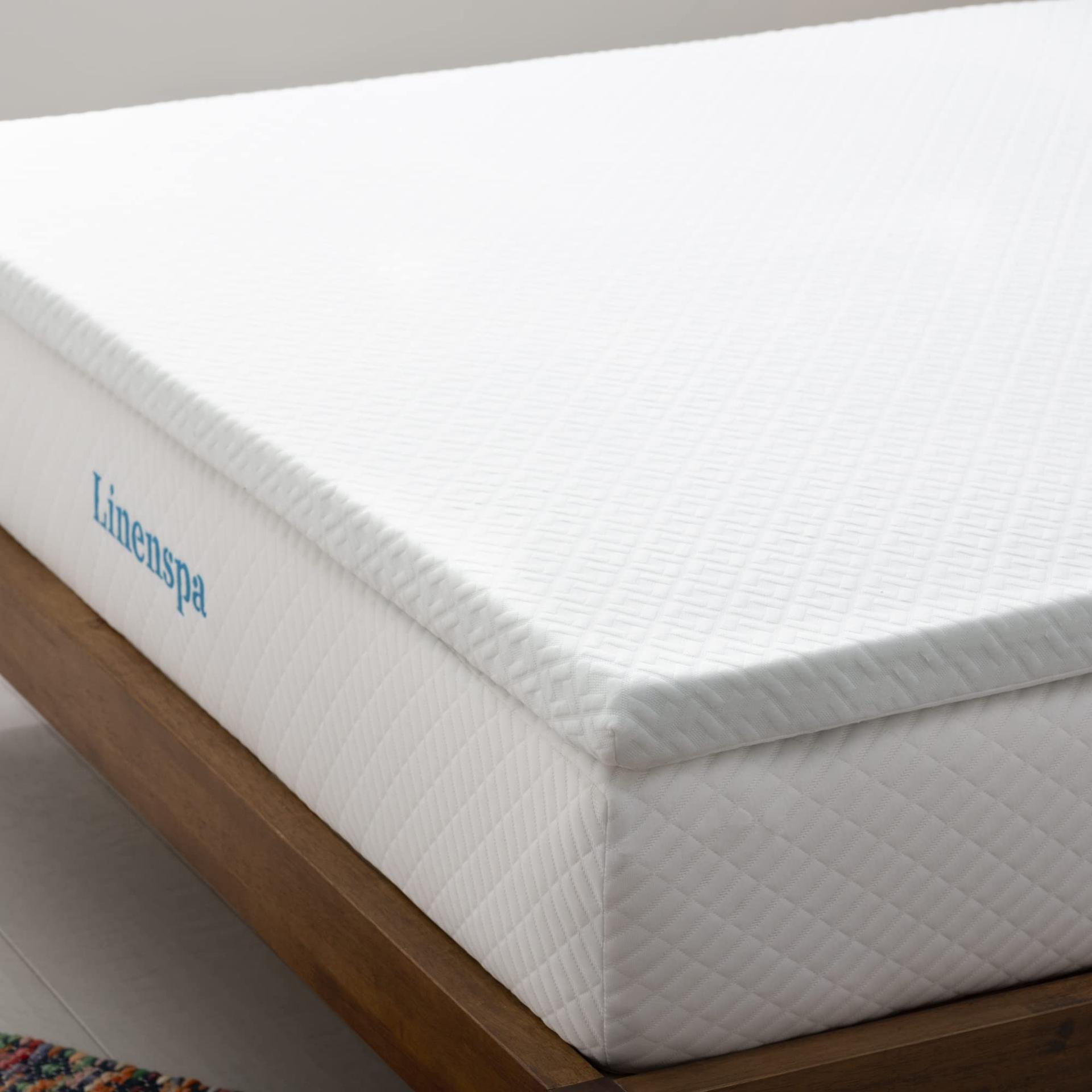 Linenspa madratsitopper 140 x 200 cm, 5 cm kõrge – geelmäluvahuga madratsikate ja pestava lukuga kattega – Öko-Tex