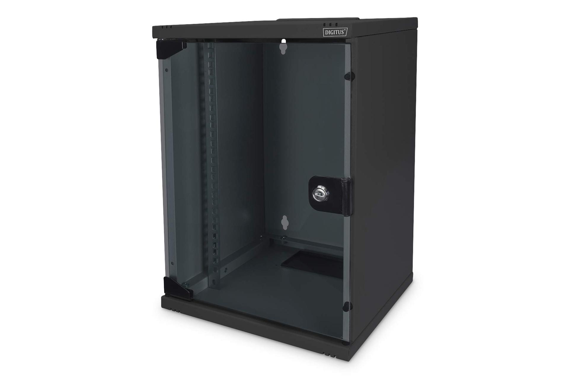 DIGITUS Võrgukapp 10-tolline – 9HE – Seinale kinnitatav – HxBxT 464x312x300mm – Kandevõime 30kg – Kasutussügavus 240mm – Must