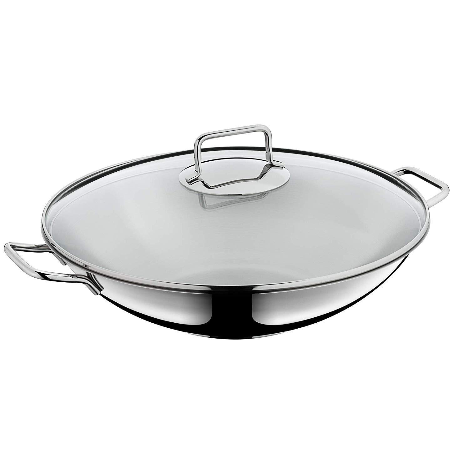 WMF Macao Woki Komplekt Induktsioon 2-osaline, 36 cm wokpann klaaskaanega, poleeritud Cromargan roostevaba teras, katmata
