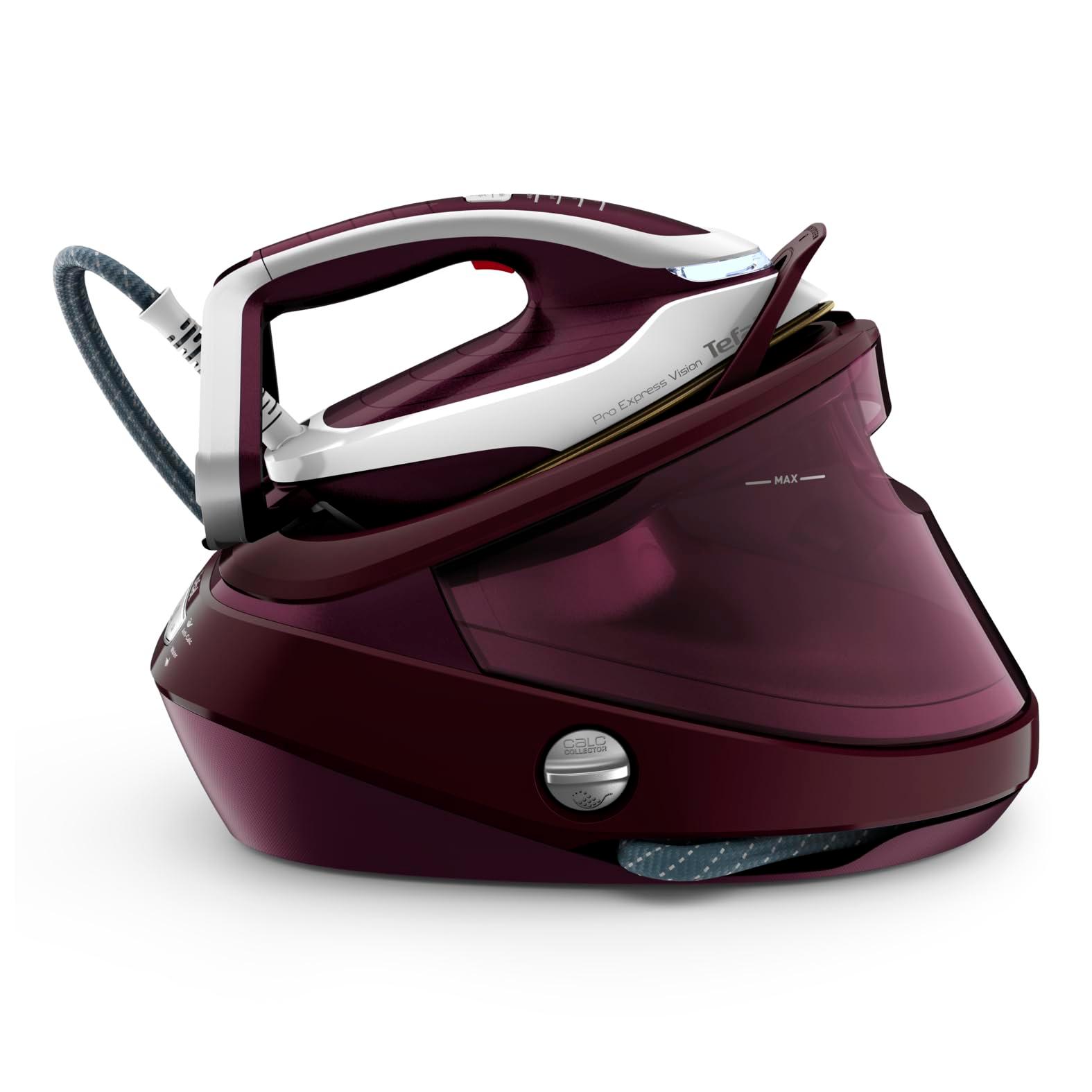 Tefal Pro Express Vision aurutriikimissüsteem, nutikas LED-valgustus, võimas 8,3-baarine rõhk, 180 g/min aur, 680 g/min lisaaurupahvak, katlakivivastane süsteem, tumepunane/valge, GV9810