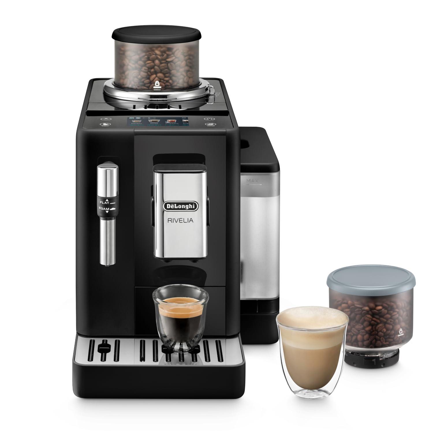 De’Longhi Rivelia EXAM440.35.B täisautomaatne kohvimasin piimavahustajaga, vahetatav oamahuti, 8 kohvijooki ühe nupuvajutusega, ekstra-shot-funktsioon, 3,5″ puutetundlik ekraan, onüks must