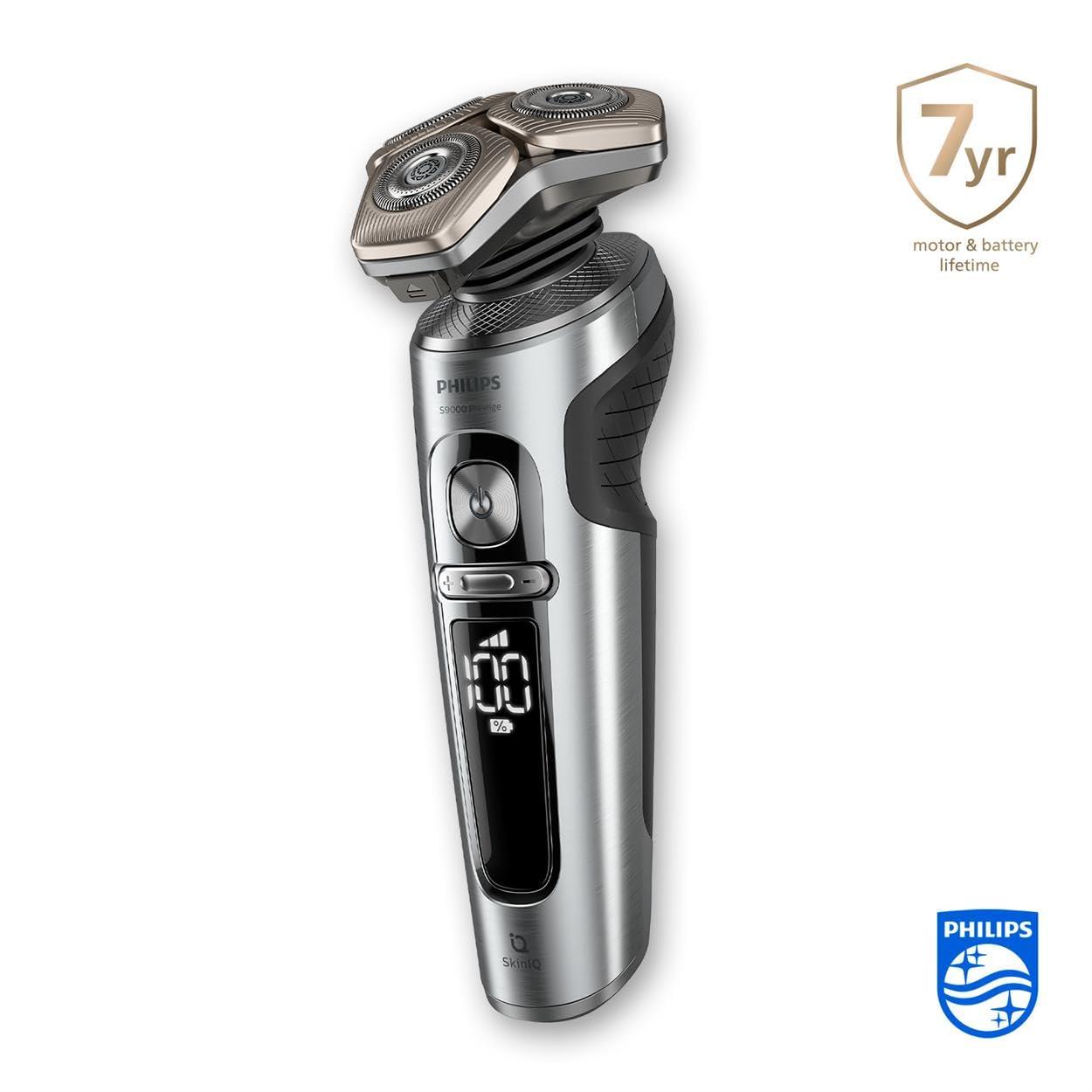 Philips Pardel S9000 Prestige – Elektriline märg- ja kuivpardel, läikiv kroom, Lift & Cut raseerimissüsteem, SkinIQ-tehnoloogia, Qi-laadimispadi, habemestiilija, ninatrimmer (mudel SP9871/22) – detailne vaade