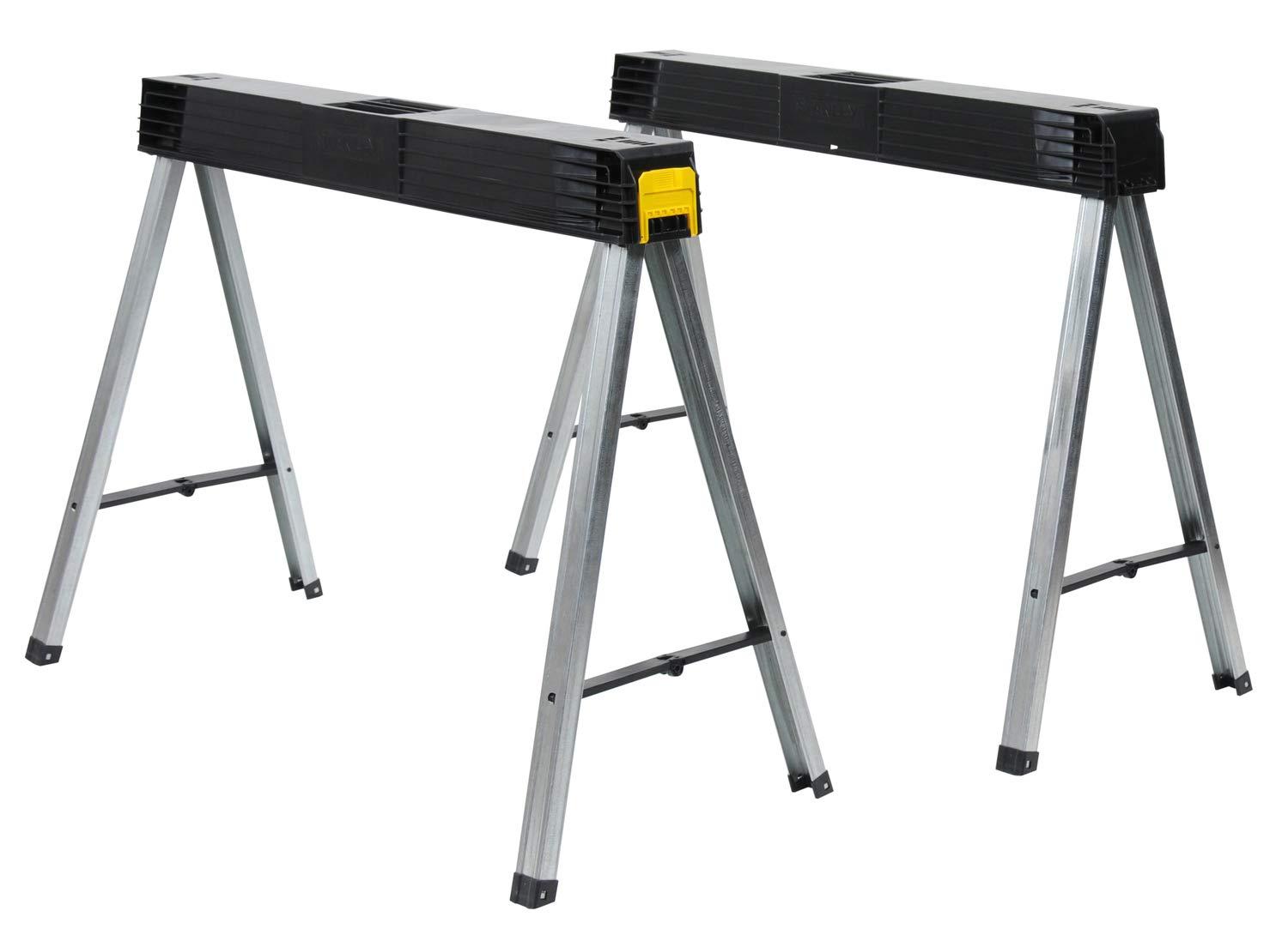 Stanley kokkupandav tugijalgade paar metallist 1-97-475 – plastikust kattega ja libisemiskindlate kummijalgadega – kuni 340 kg kandevõime – 101,7 x 12,5 x 75,8 cm