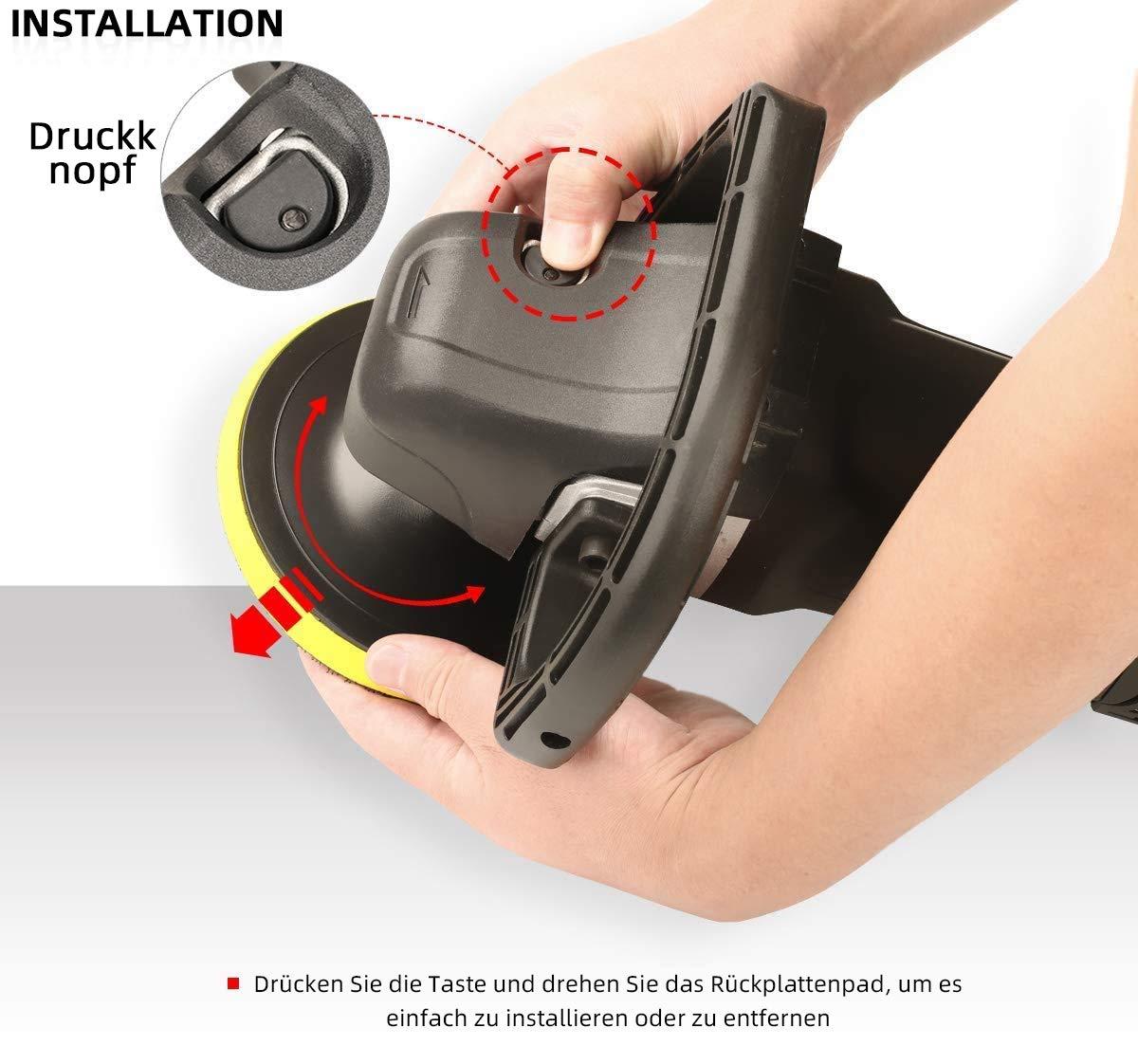 SPTA Poleerimismasin 125mm/150mm/180mm – Reguleeritava Kiirusega Poleerija 1200W, Komplekt Auto, Paadi ja Mootorratta Poleermiseks – lisavaade