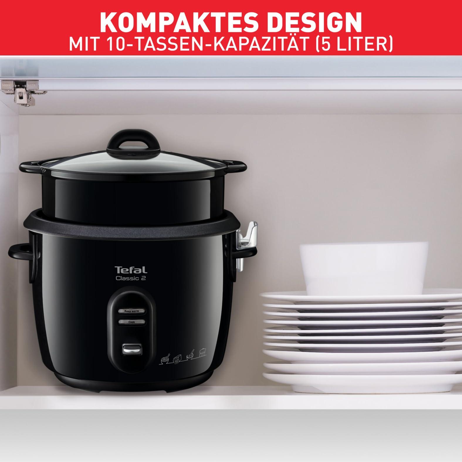 Tefal New Classic riisikeetja RK1038 | automaatsed programmid | soojashoidmise funktsioon | 5L maht | aurutamisfunktsioon | must-metallik – pakend ja tarvikud