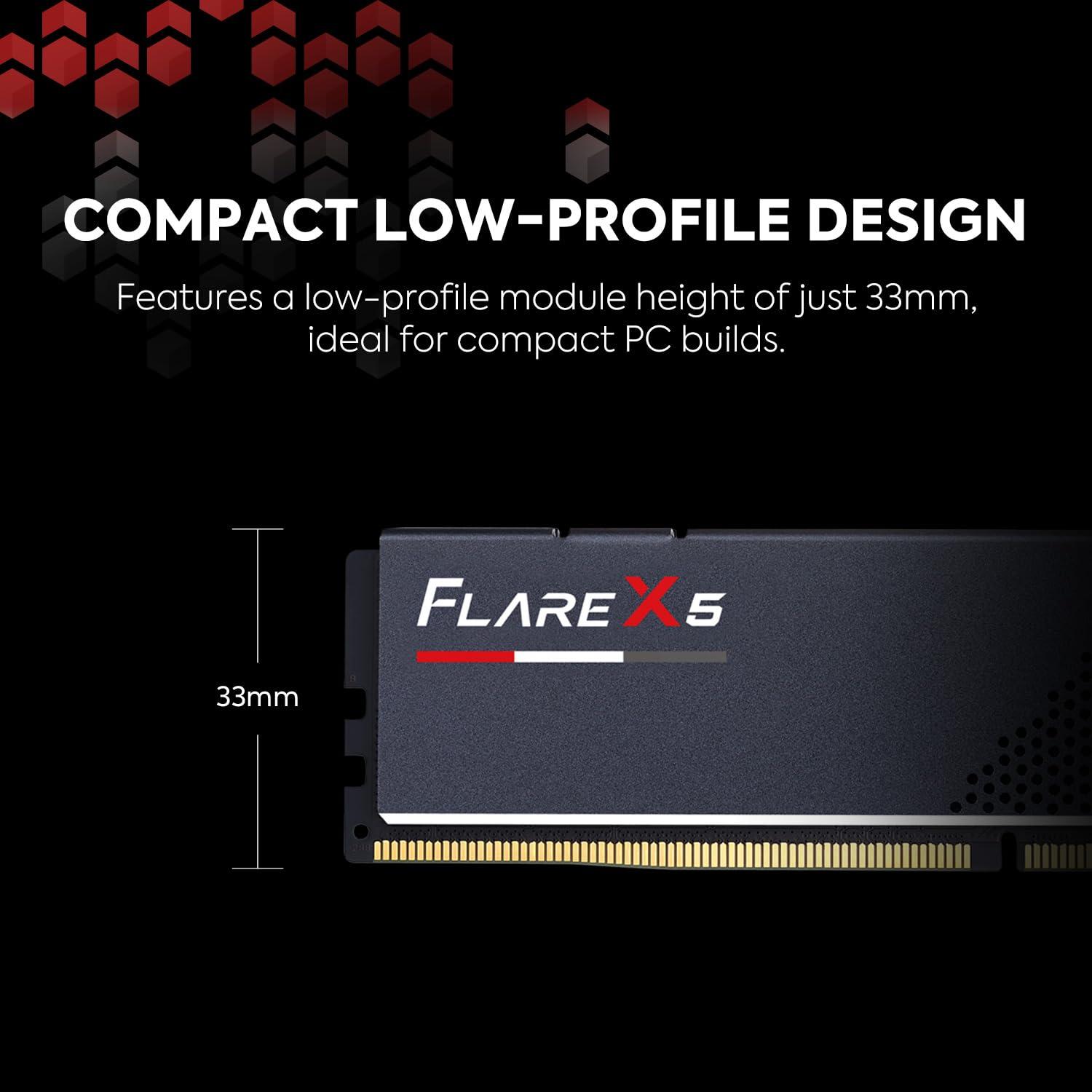 G.SKILL Flare X5 Series (AMD Expo) 32GB (2X 16GB) 288-Pin SDRAM DDR5 6000 CL36-36-36-96 1,35V Kahekanaliline Lauaarvuti Mälu F5-6000J3636F16GX2-FX5 (matt must) – kasutusnäide