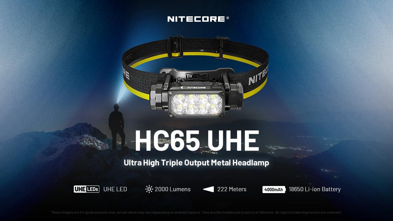 Nitecore HC65 UHE pealamp – pakend ja tarvikud