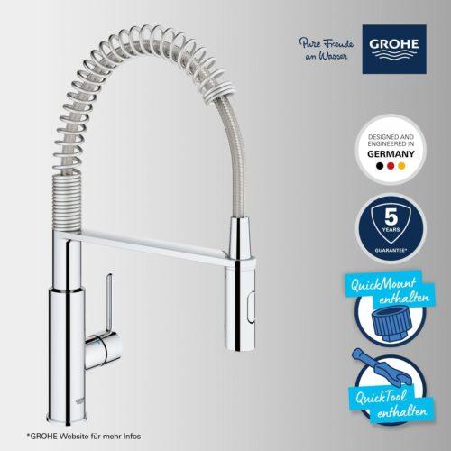 GROHE Get - Ühekäepidemega köögisegisti (väljatiivse dušiga