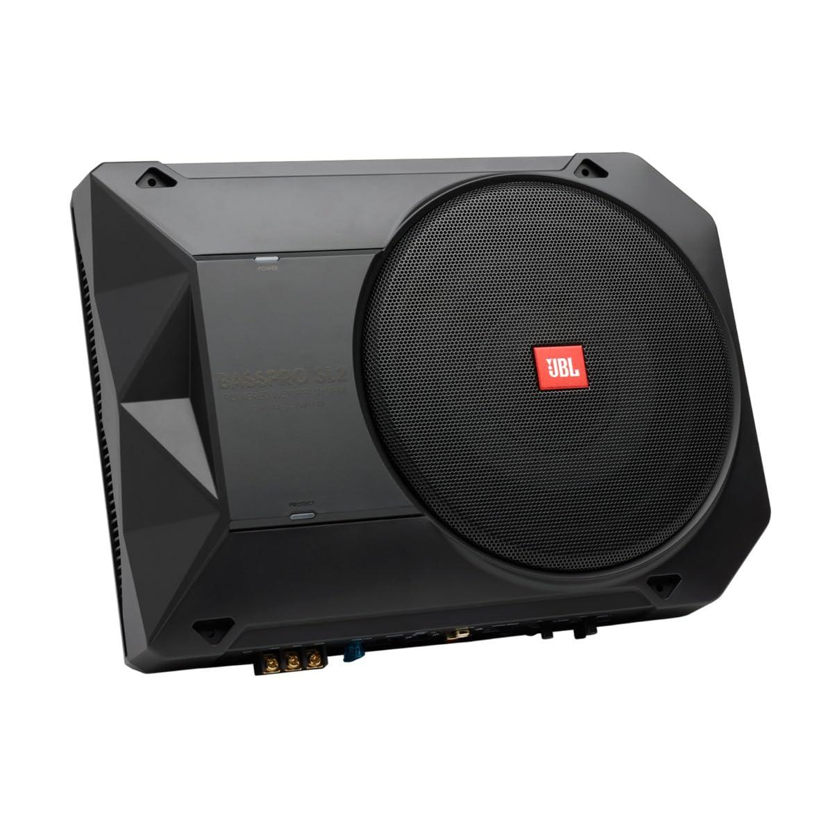 JBL BassPro SL2 aktiivne auto subwoofer – kompaktne auto bassikast 200mm (8-tolline) ja 125W võimendi, must