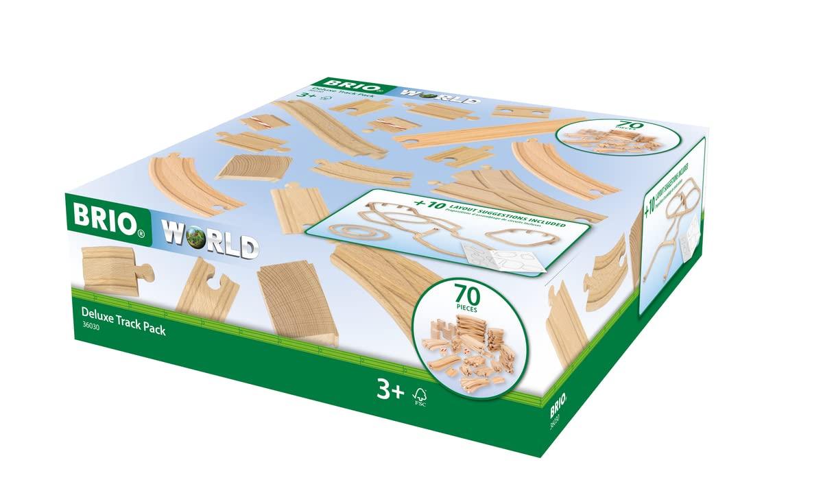 BRIO World 36030 DeLuxe rööbaste komplekt – 70-osaline komplekt rööbaste, vahetükkide ja tugipostidega loovaks rongimänguks – Sisaldab juhendit erinevate rajaskeemidega – pilt 6