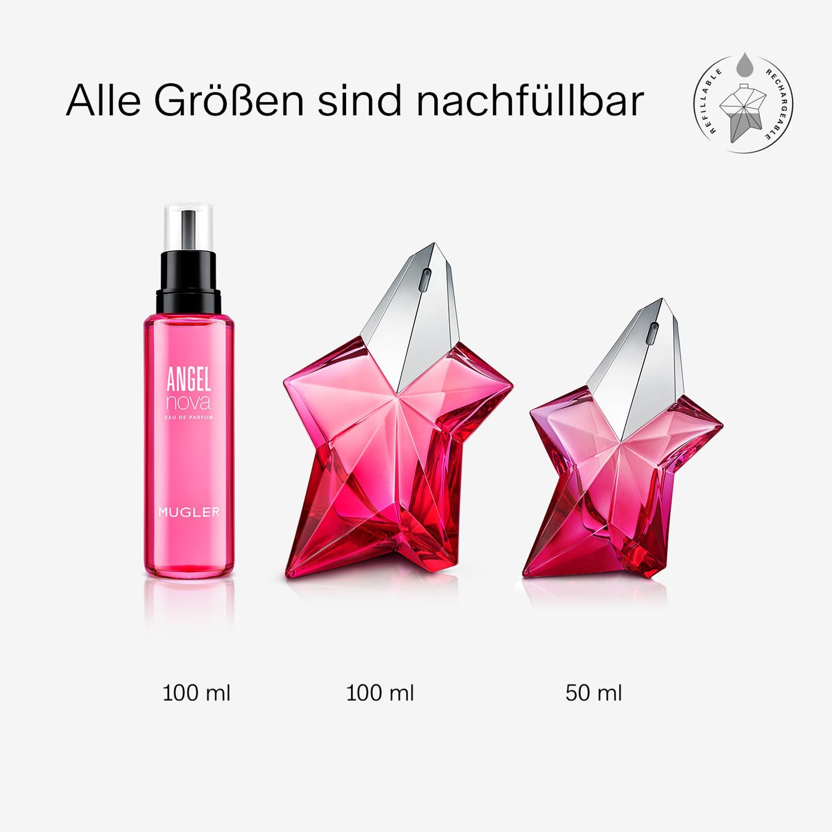 MUGLER Angel Nova Eau de Parfum, naiste parfüüm, puuviljane, lilleline ja puidune, kütkestav lõhn, taaslaetav, 50 ml – kasutusnäide