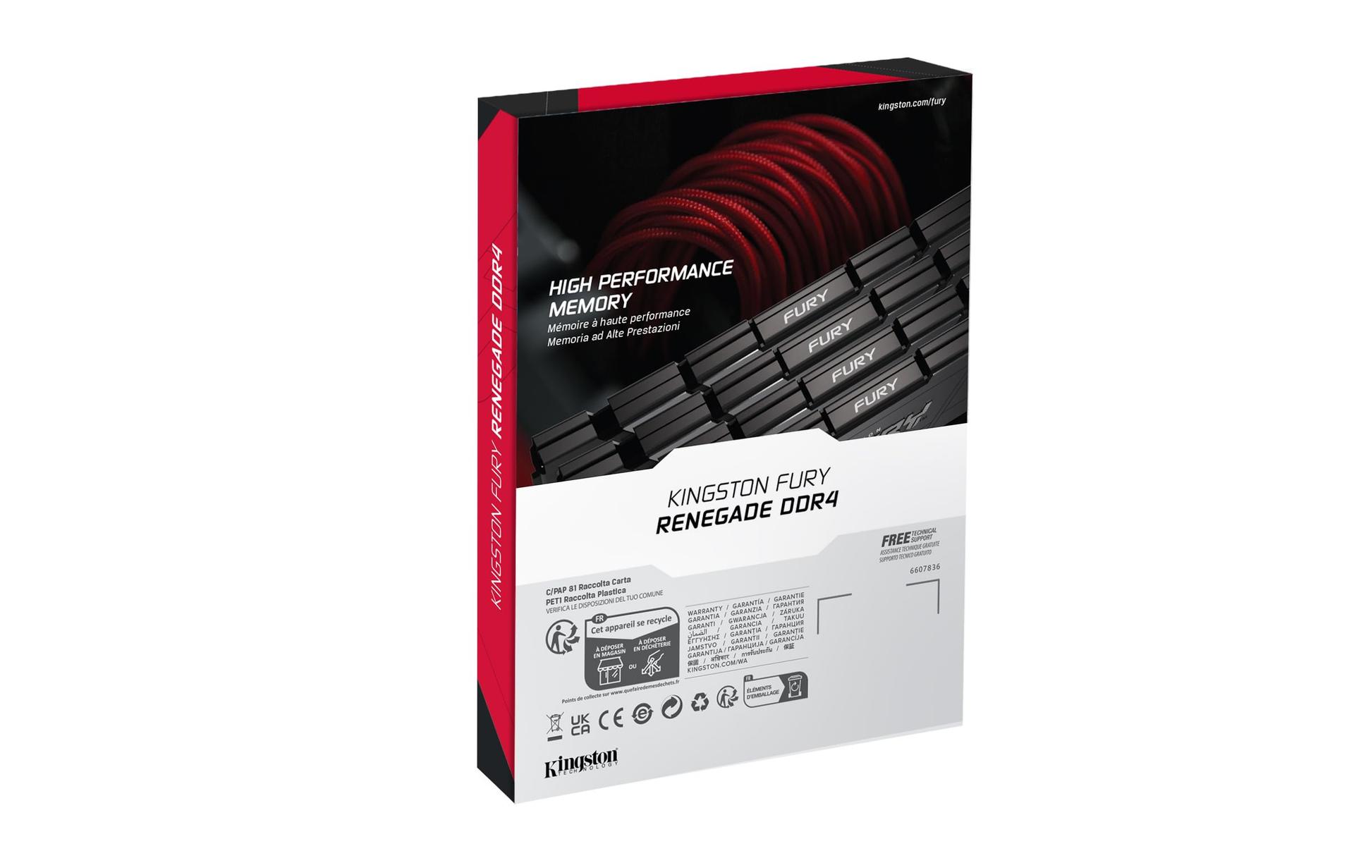 Kingston FURY Renegade 32GB 3600 DDR4 CL16 DIMM (2-osaline komplekt) Lauaarvuti Gaming Mälu – KF436C16RB12K2/32 – lisavaade