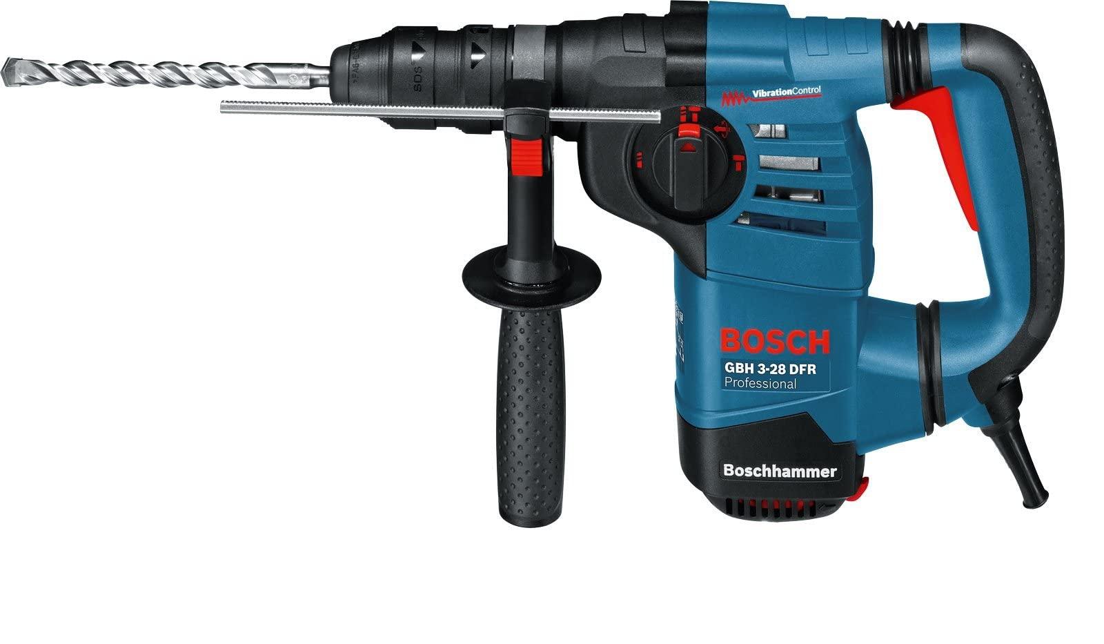 Bosch Professional puurvasar GBH 3-28 DRE (sh kiirpadrun 13 mm, vahetatav padrun SDS-plus, sügavuspiirik 210 mm, lisakäepide, määretuub, masinariie, L-BOXX) – detailne vaade