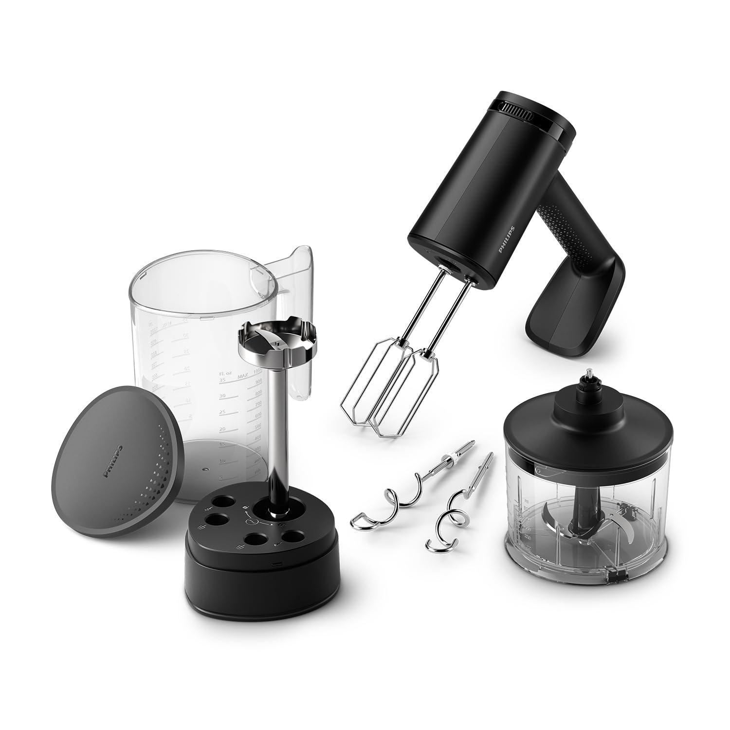 Philips 5000 seeria käsimikser, 3-ühes käsimikser, võimas mootor (500 W), nutikas säilitusnõu, 5 kiirusastet, pritsmekaitse, must (HR3781/20)