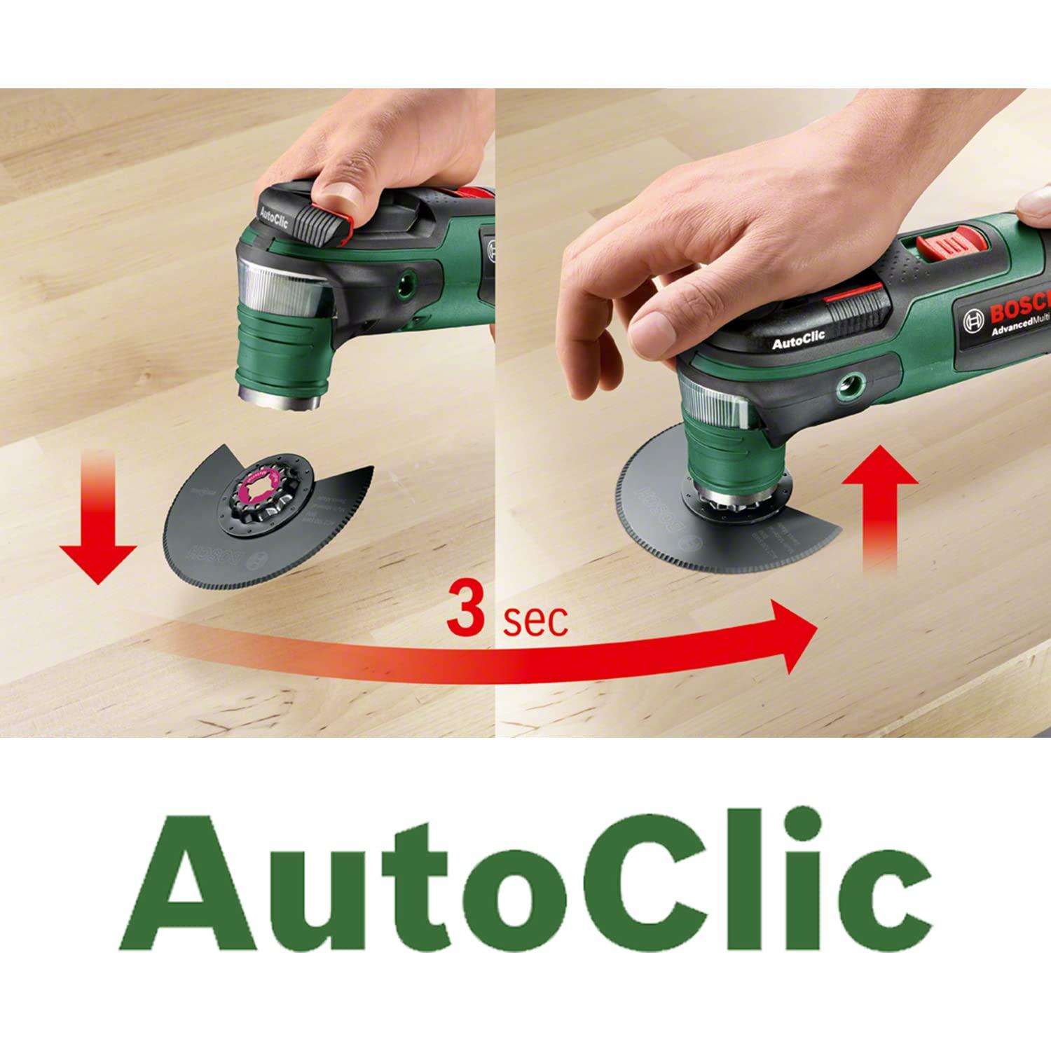 Bosch multifunktsionaalne tööriist AdvancedMulti 18 (ilma akuta, 18 V süsteem, universaalne tarvikukomplekt, SystemBox | suurus S) – Amazon Edition – detailne vaade