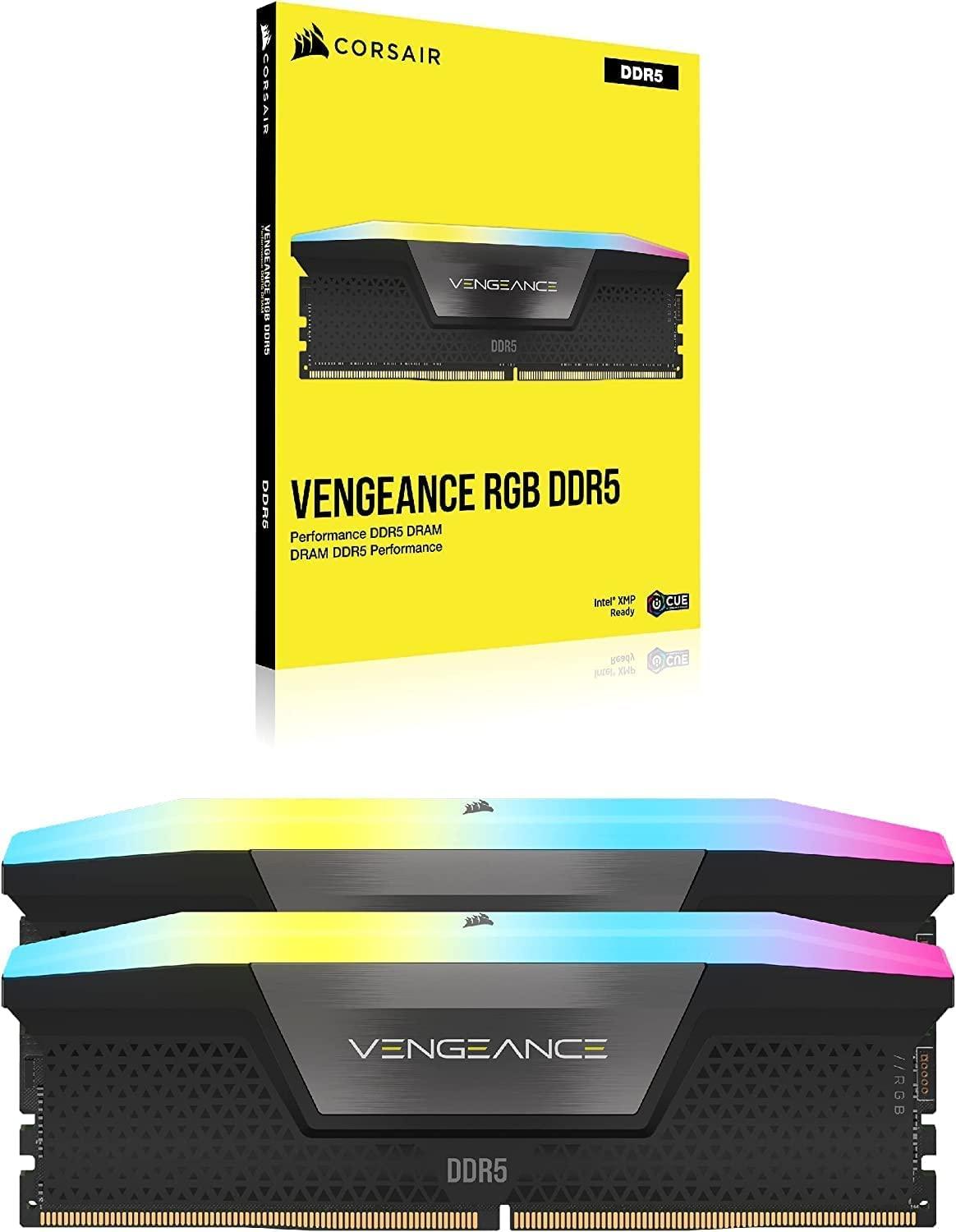 Corsair VENGEANCE RGB DDR5 RAM 64GB (2x32GB) 6400MHz CL32 Intel XMP iCUE ühilduv arvutimälu – Must (CMH64GX5M2B6400C32) – pilt 6