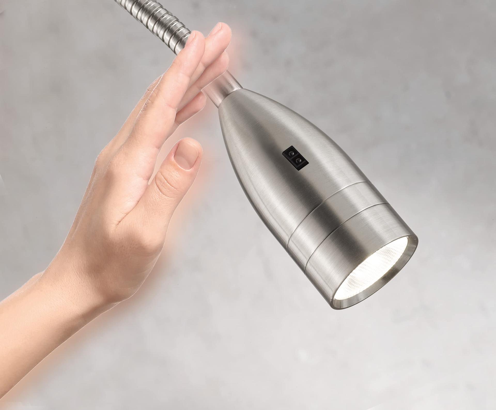 Fischer & Honsel | Voodi valgusti Flex, Sten | žestijuhtimisega hämardatav | 1x LED 5 vatti, 3000 Kelvinit, 420 luumenit | EEK: G | 30702, Hõbedane – detailne vaade