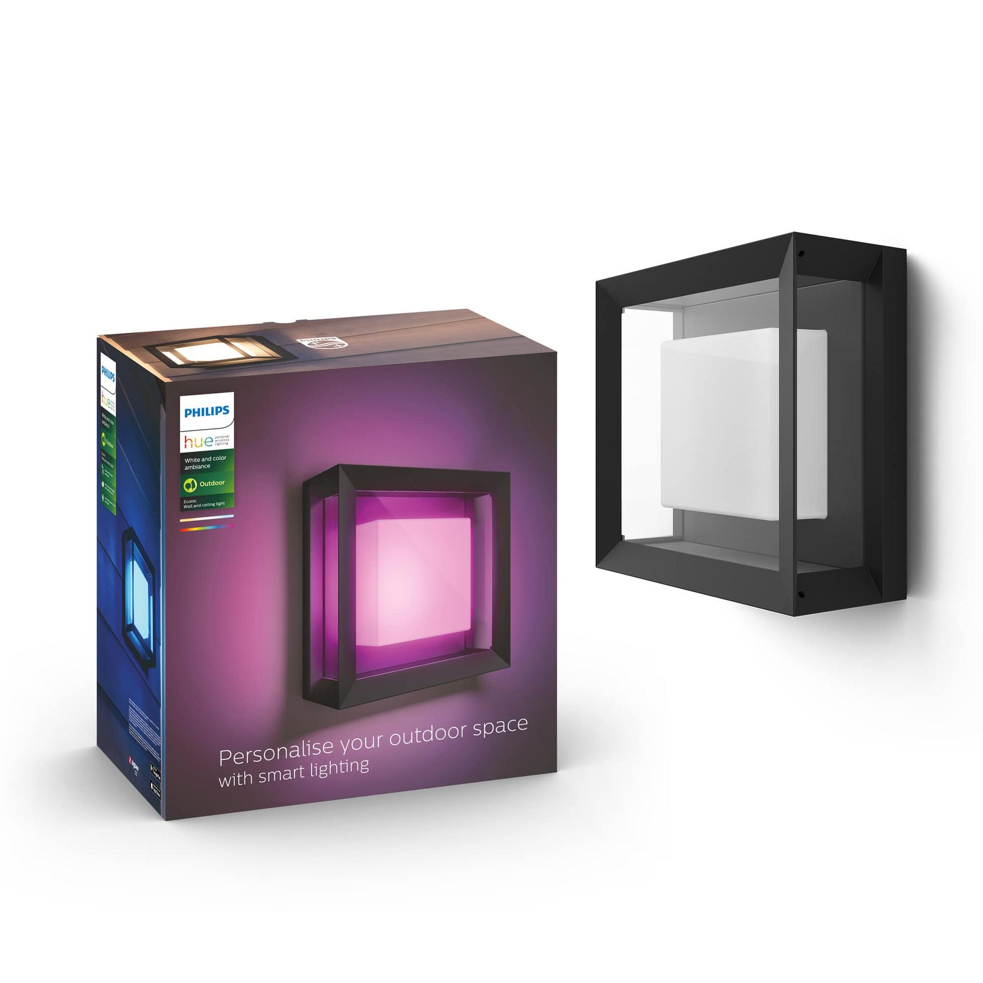Philips Hue White and Color Ambiance LED välisseinavalgusti Econic (ruudukujuline) | hämardatav | kuni 16 miljonit värvi | juhitav rakenduse kaudu | ühilduv Amazoniga – pilt 6