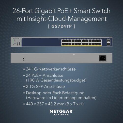 NETGEAR PoE Switch 24 Porti (GS724TP V3)