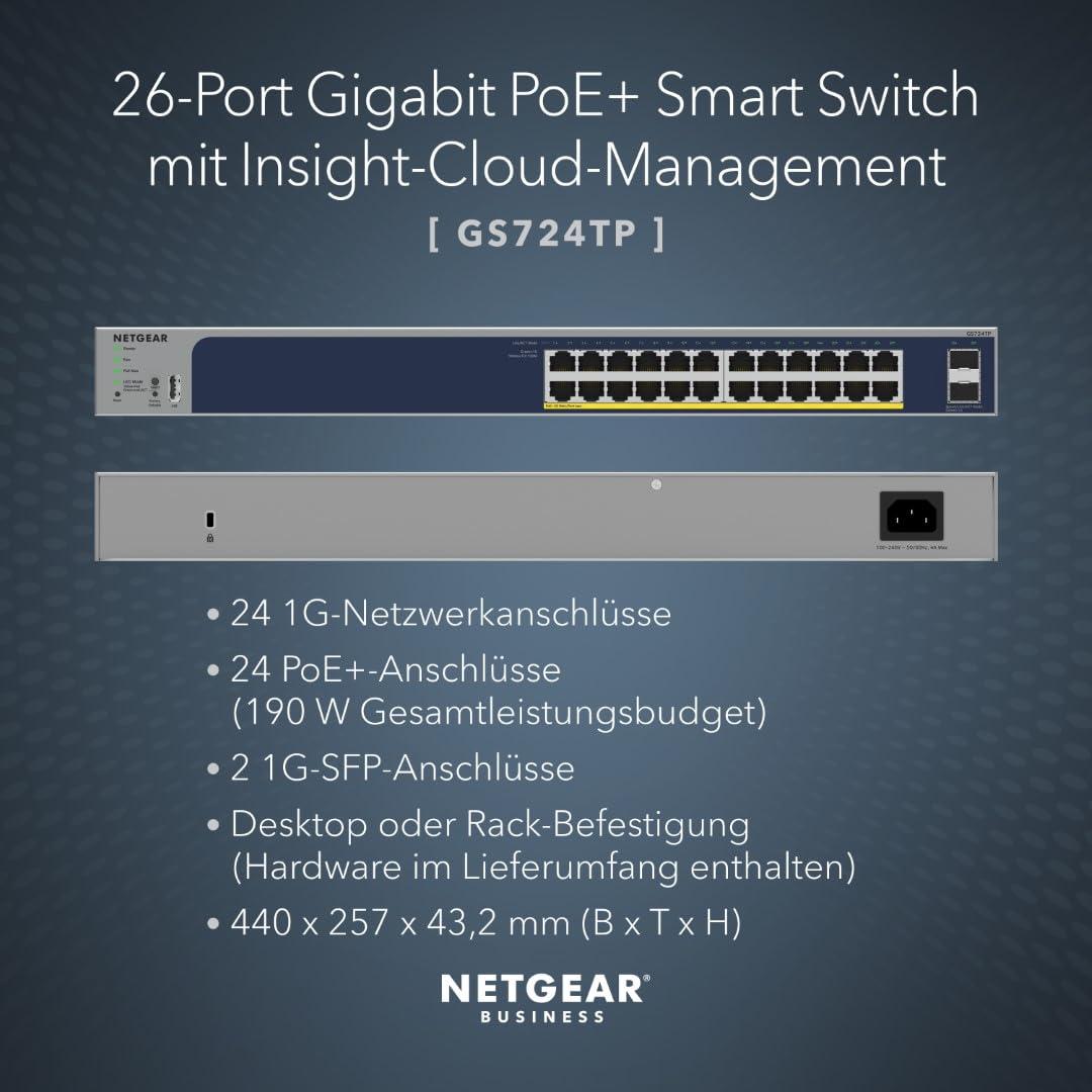 NETGEAR PoE Switch 24 Porti (GS724TP V3)