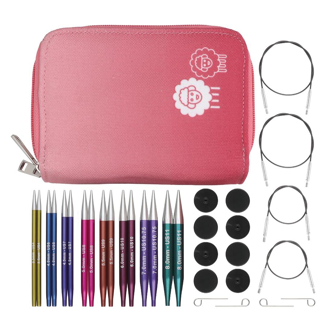 KnitPro Zing vahetatavate ümmarguste kudumisvarraste komplekt, spetsiaalne 10 cm lühike ots, Deluxe komplekt, sinine