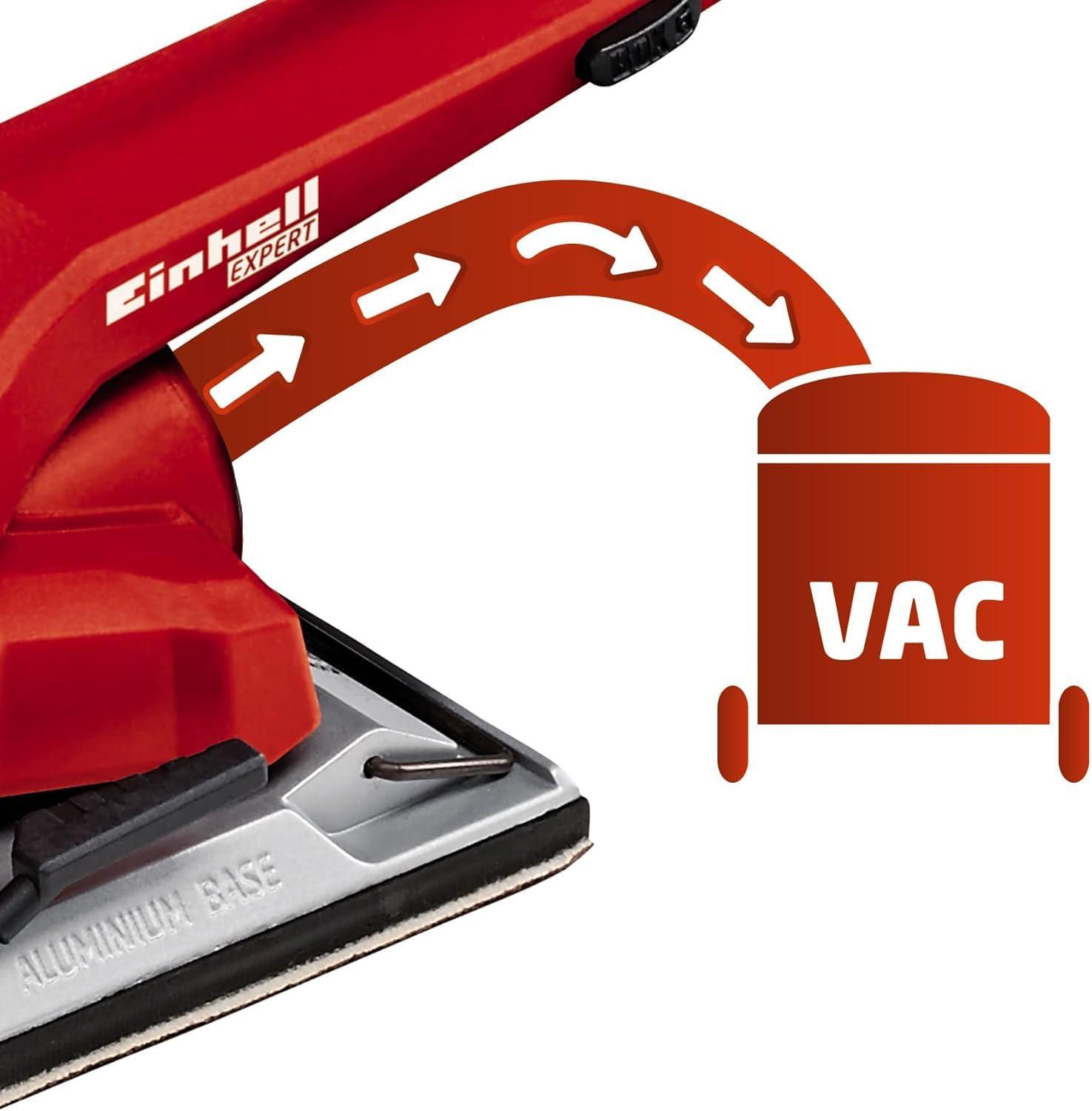 Einhell Schwingschleifer TE-OS 2520 E (250 W, 115×230 mm, kiirusereguleerimine, tolmuimeja adapter, takjakinnitus, lihvpaber P120, kohver) – pilt 6
