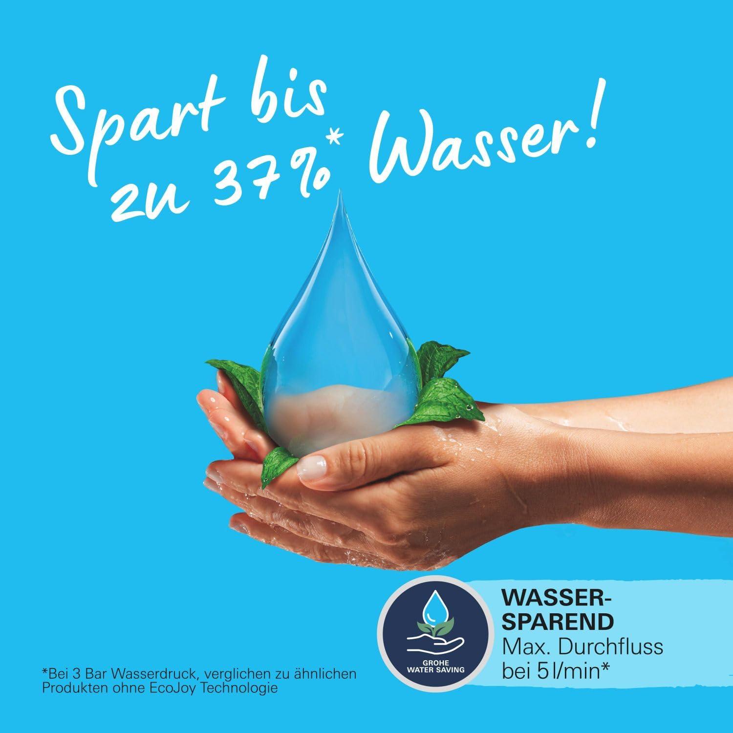GROHE Start – säästlik vannitoasegisti (külmtüübi keskpositsiooniga energiakokkuhoiuks, 17 cm kõrge, veesäästlik, Push-Open äravoolusüsteem), matt must, 235512432 – lisavaade