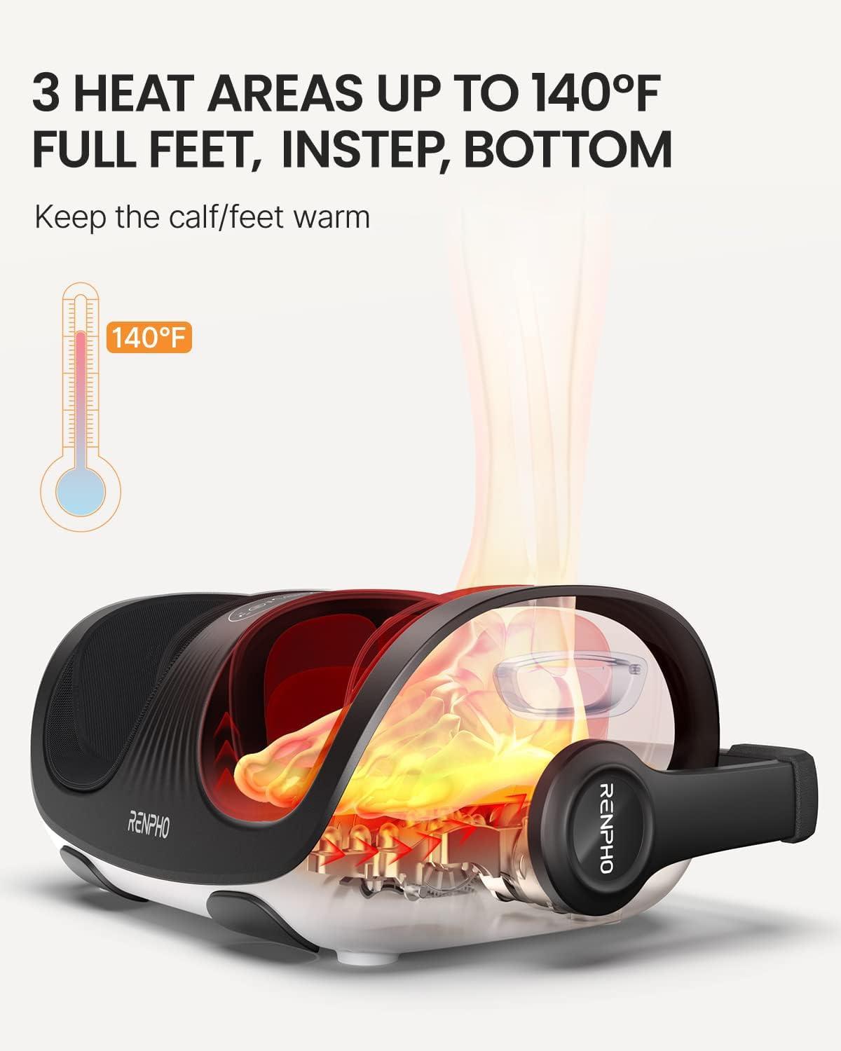 RENPHO shiatsu jalalabamassaažiseade, jalamassaažiseade kaugjuhtimisega, sääremassaažiseade, 19,5 cm lai massaažikamber, 270° reguleeritav käepide, sõtkumine, rullimine, kompressioon, soojendus – pilt 7