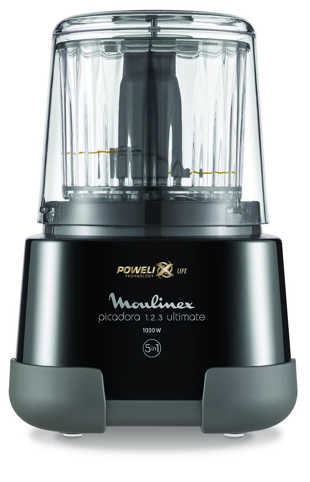 Moulinex La Moulinette Ultimate, elektriline hakkija, 350 g / 550 ml mahutavus, 5 funktsiooni, 1000 W, must, DP810810