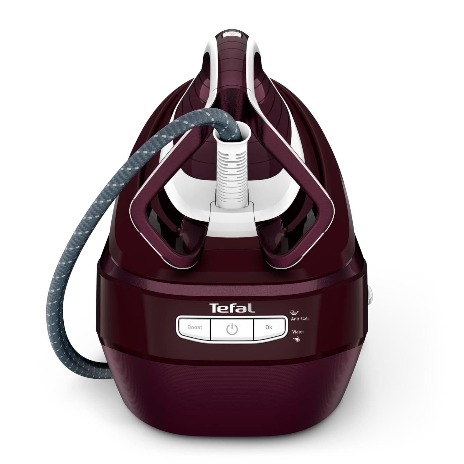 Tefal Pro Express Vision aurutriikimissüsteem, nutikas LED-valgustus, võimas 8,3-baarine rõhk, 180 g/min aur, 680 g/min lisaaurupahvak, katlakivivastane süsteem, tumepunane/valge, GV9810 – detailne vaade