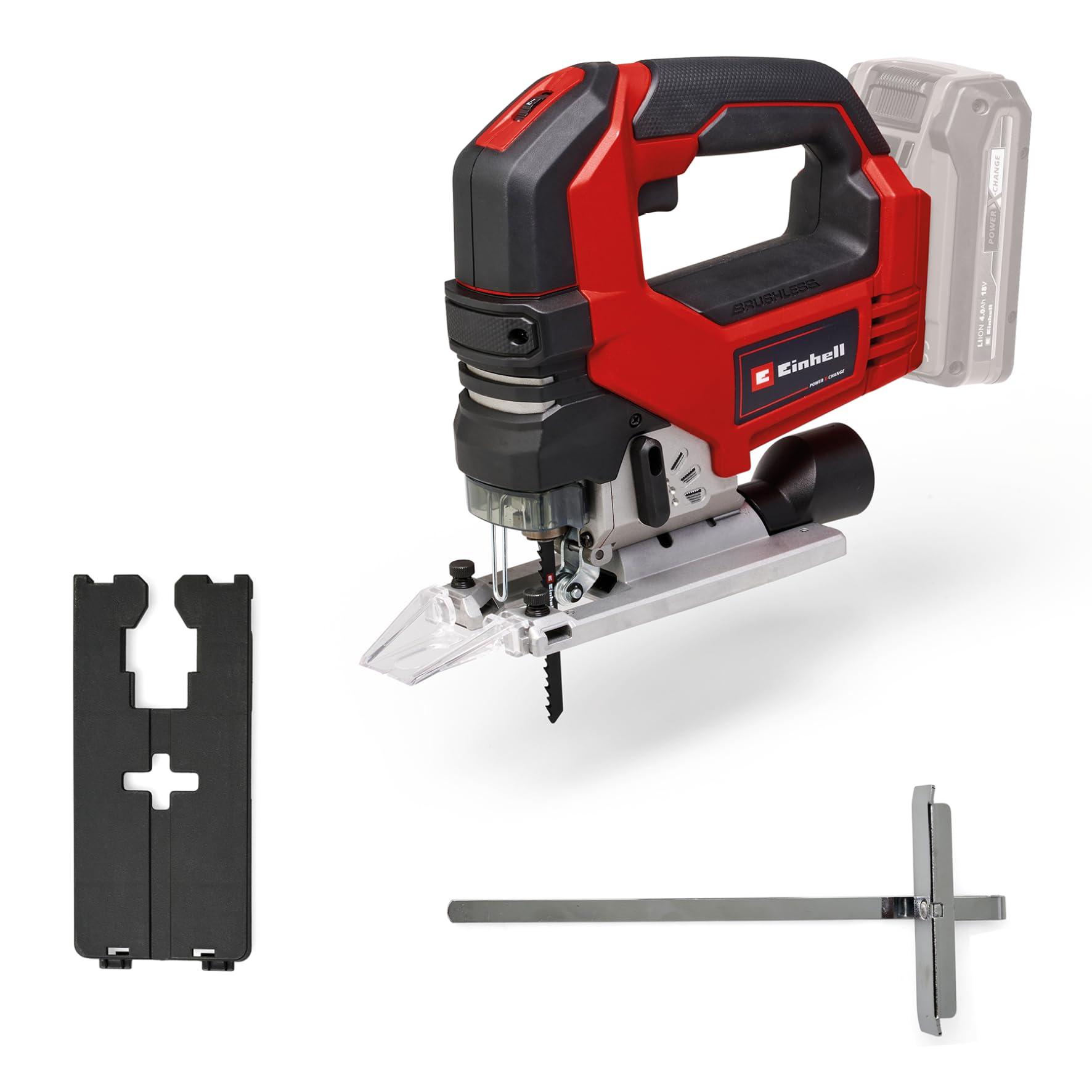 Einhell Professional akuga tikksaag TP-JS 18/135 Li BL Power X-Change (18 V, 135 mm lõikesügavus puidus, 26 mm lõikehoog, harjavaba, sisaldab saelehte, ilma akuta ja laadijata)