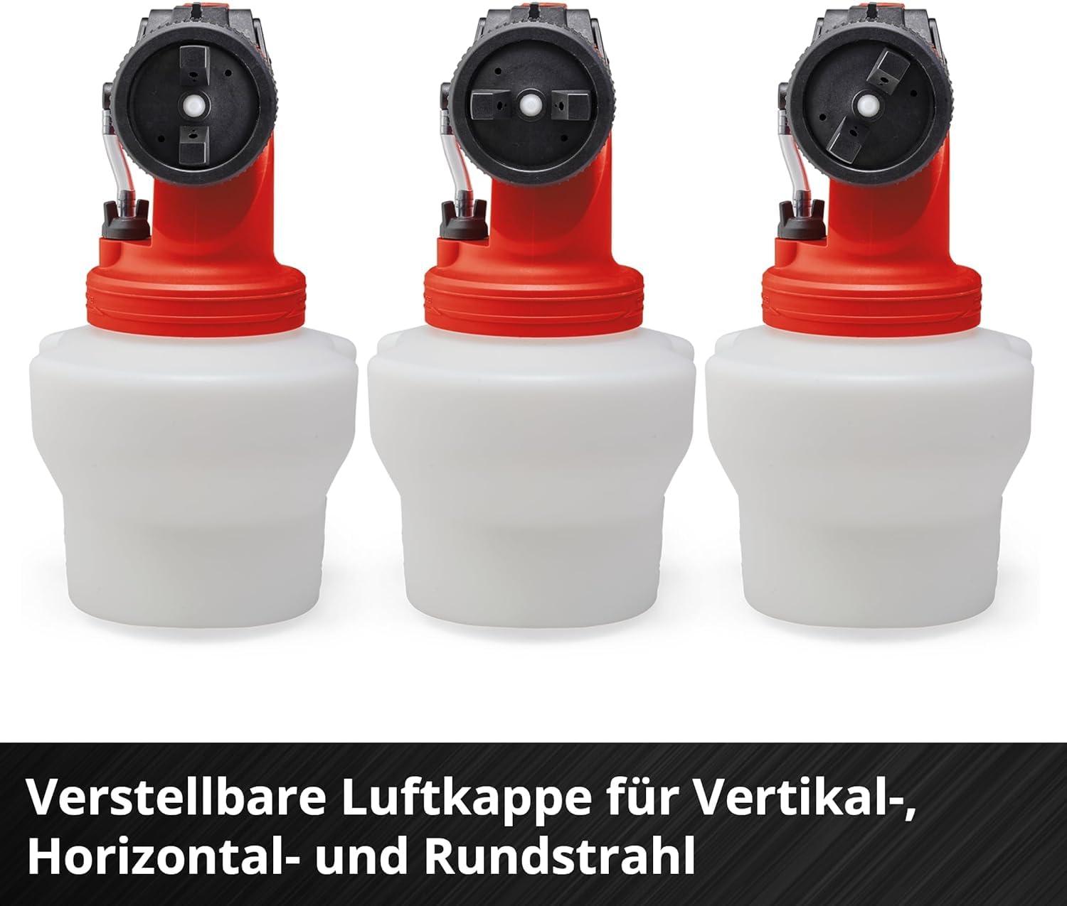 Einhell akutoitega värvipihustussüsteem TE-SY 18/90 Li-Solo Power X-Change (18 V, 1000 ml/min voolukiirus, 1200 ml mahuti, reguleeritav õhu- ja värvikogus, lisatarvikutega, ilma akuta) – pilt 6