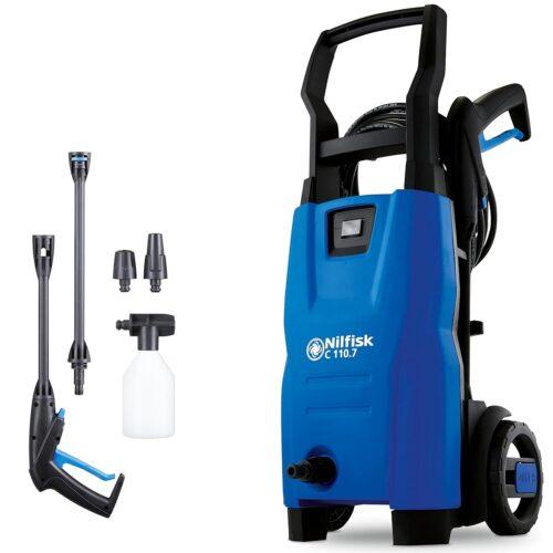 Nilfisk C 110.7 Bar Kõrgsurvepesur + Vahupihusti - Mini survepesur välipindade ja autopesu jaoks (1400 W)
