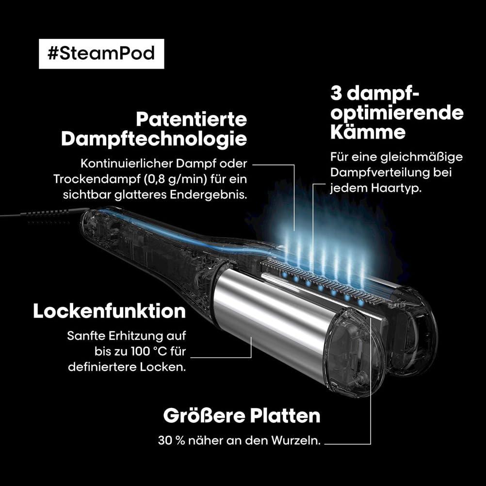 L’Oréal Professionnel SteamPod 4 – Kõik-ühes aurujuuksestiiler, professionaalne sirgendaja auru tehnoloogiaga, sobib igale juuksetüübile – kasutusnäide